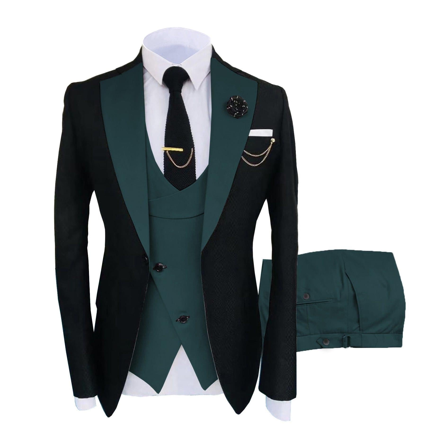 ceehuteey Men's Suits Slim Fit 3 Pieces Notch Lapel Tuxedos for Wedding (Blazer+Vest+Pant)