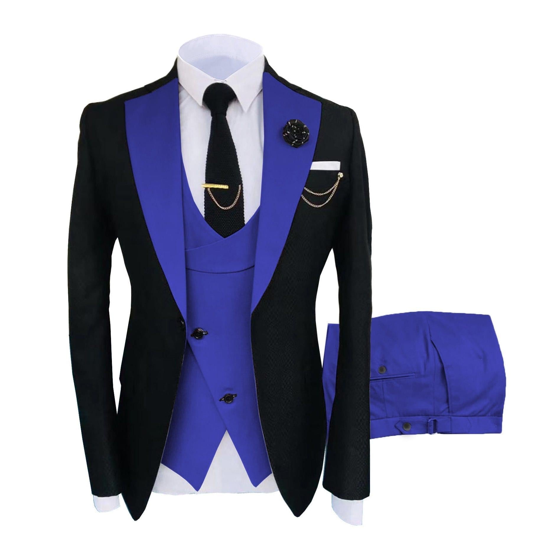 ceehuteey Men's Suits Slim Fit 3 Pieces Notch Lapel Tuxedos for Wedding (Blazer+Vest+Pant)