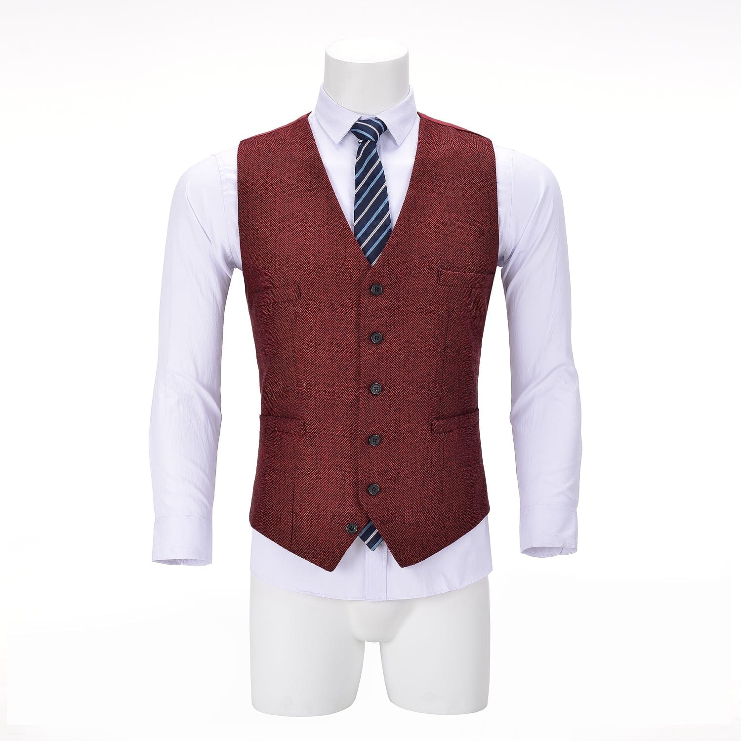 ceehuteey Men's Tweed Herringbone Paneled Satin Vest Slim Fit Waistcoat