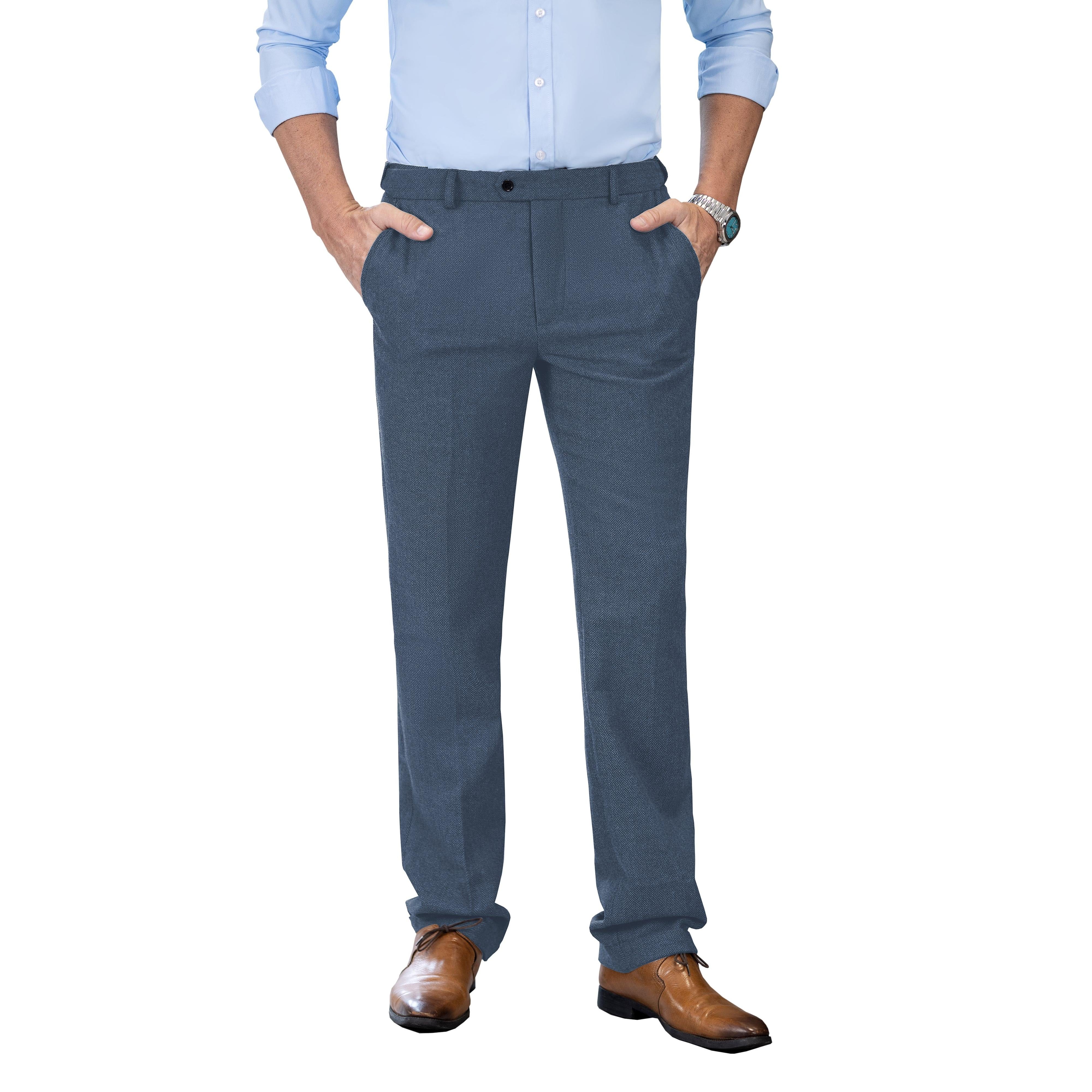 ceehuteey Men's winter Classic Herringbone Formal Tweed Trousers