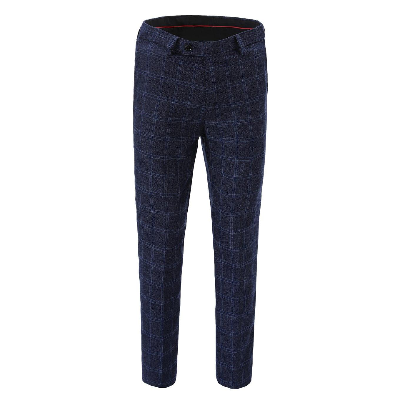 ceehuteey Mens Plaid 3 Piece Suits Slim Fit Double Breasted Plaid(Blazer+vest+Pants)