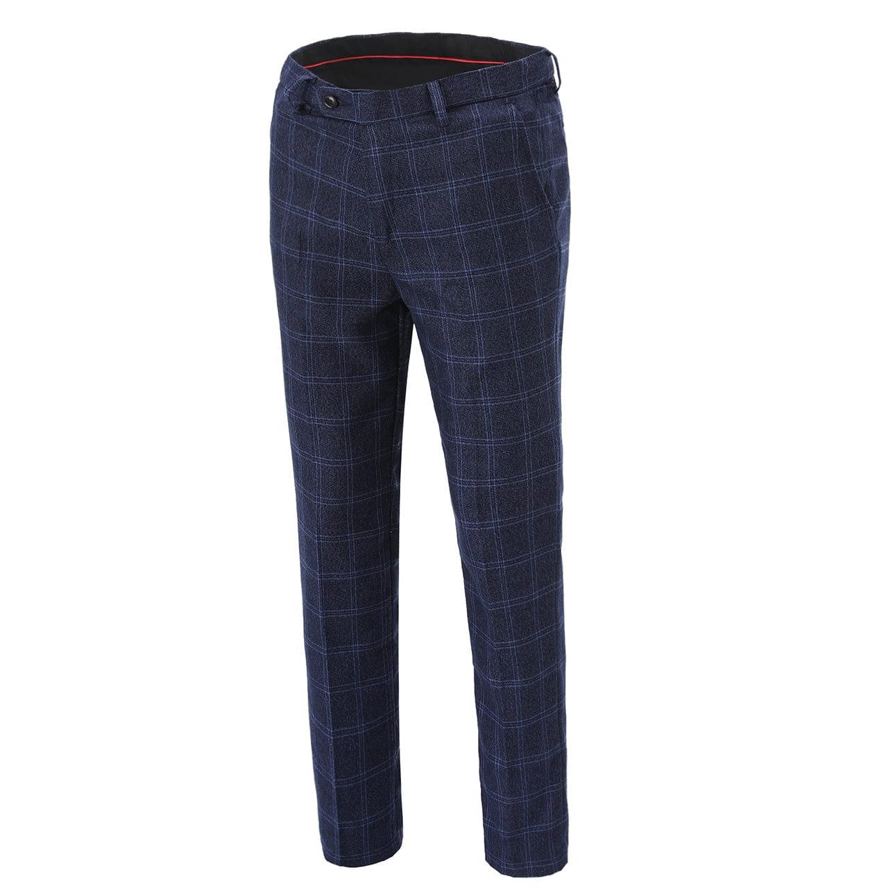 ceehuteey Mens Plaid 3 Piece Suits Slim Fit Double Breasted Plaid(Blazer+vest+Pants)