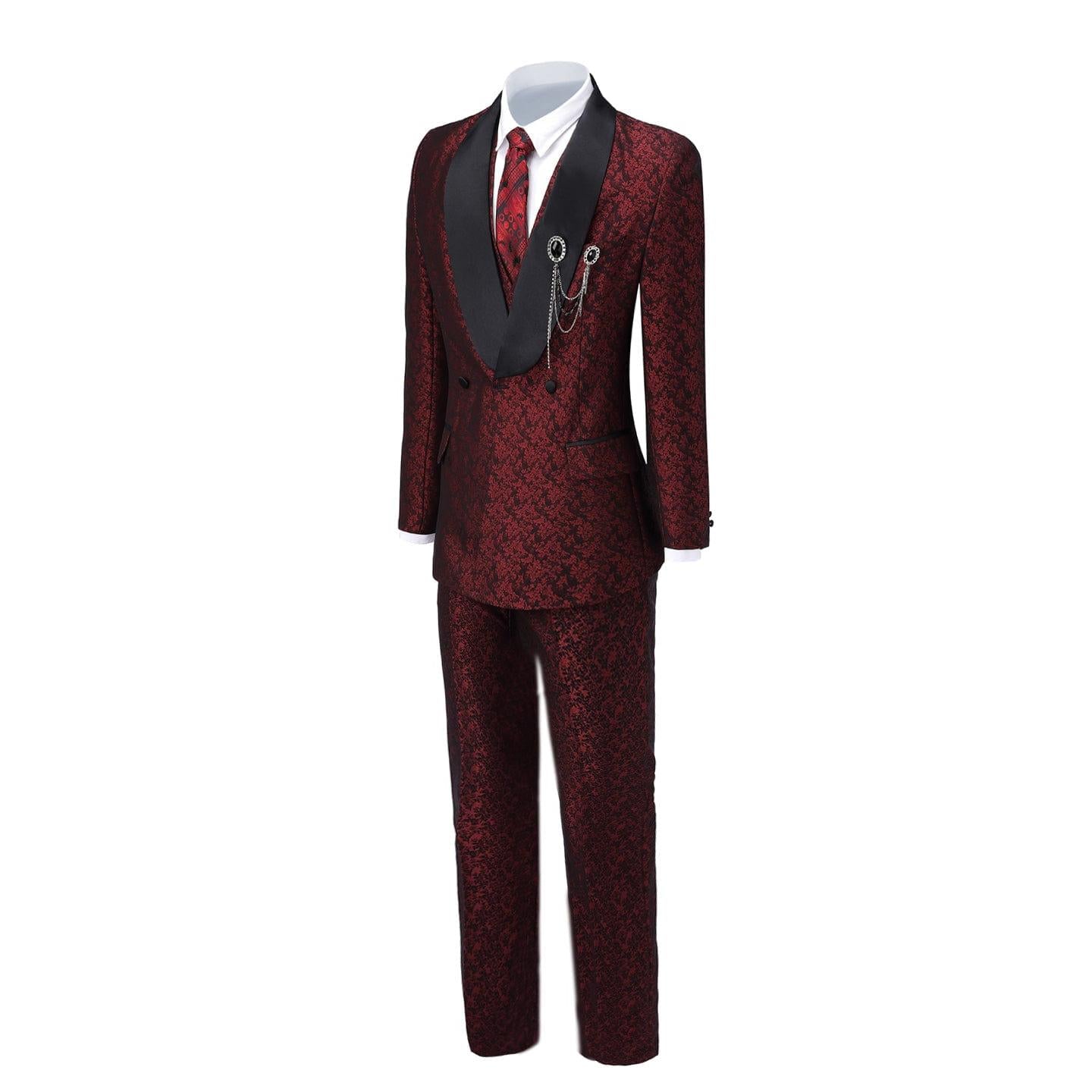 ceehuteey Mens Suit 3 Pieces Formal Business Shawl Lapel Plaid Tuxedos Jacket for Wedding Groom(Blazer+Vest+Pants)