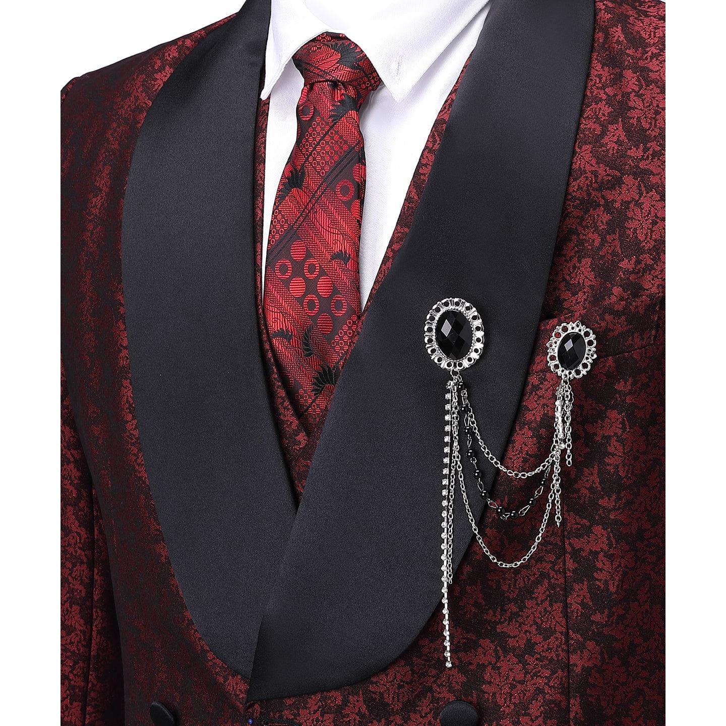 ceehuteey Mens Suit 3 Pieces Formal Business Shawl Lapel Plaid Tuxedos Jacket for Wedding Groom(Blazer+Vest+Pants)