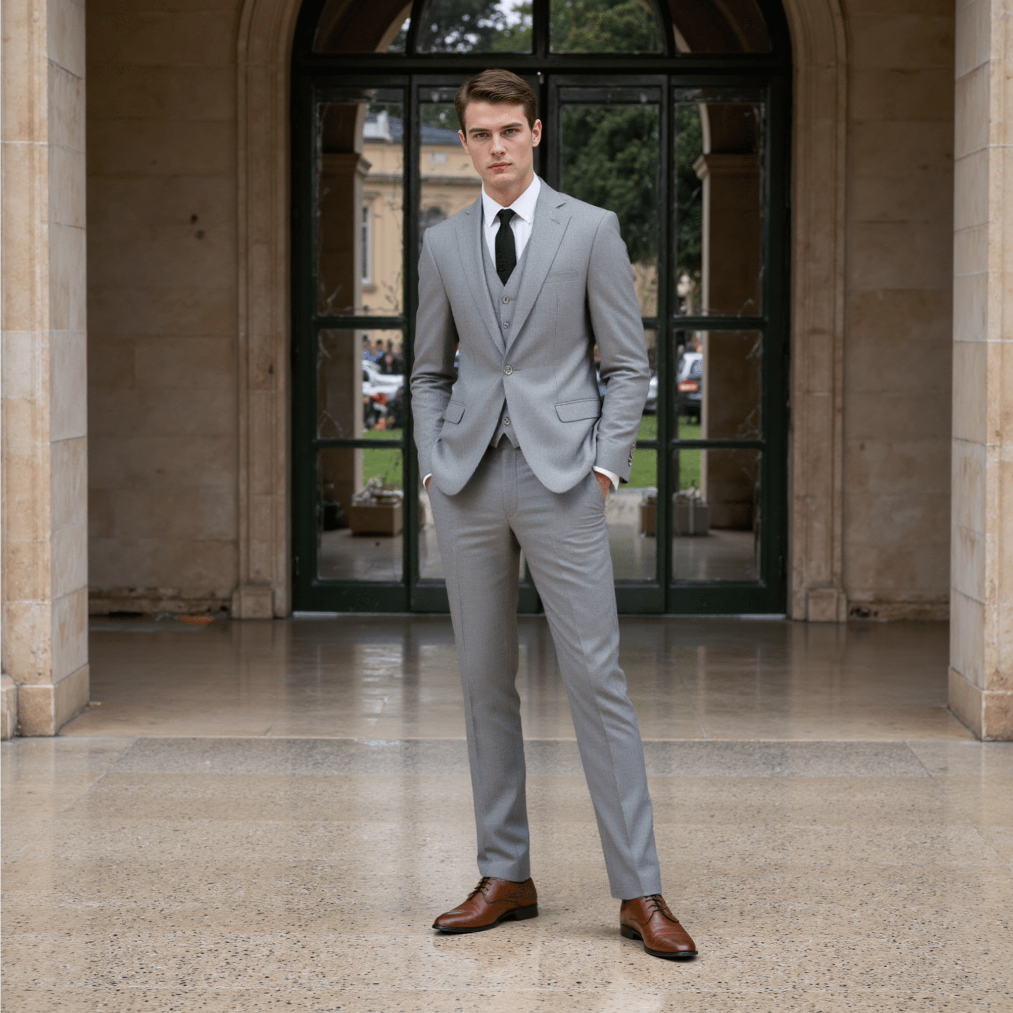 ceehuteey Mens Suit 3-Pieces Notch Lapel Fashion Formal Solid Blazer Suit (Blazer+vest+Pants)