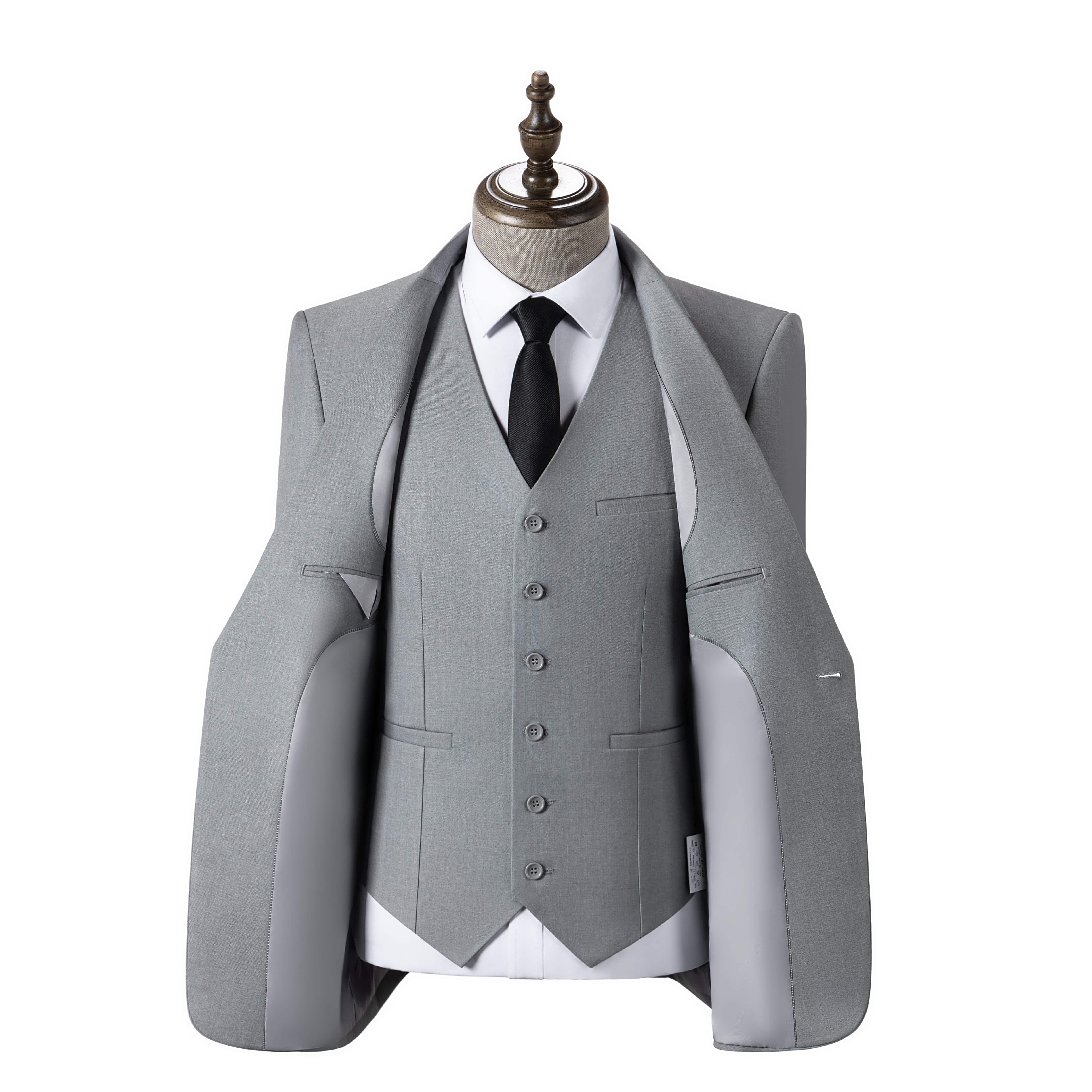 ceehuteey Mens Suit 3-Pieces Notch Lapel Fashion Formal Solid Blazer Suit (Blazer+vest+Pants)