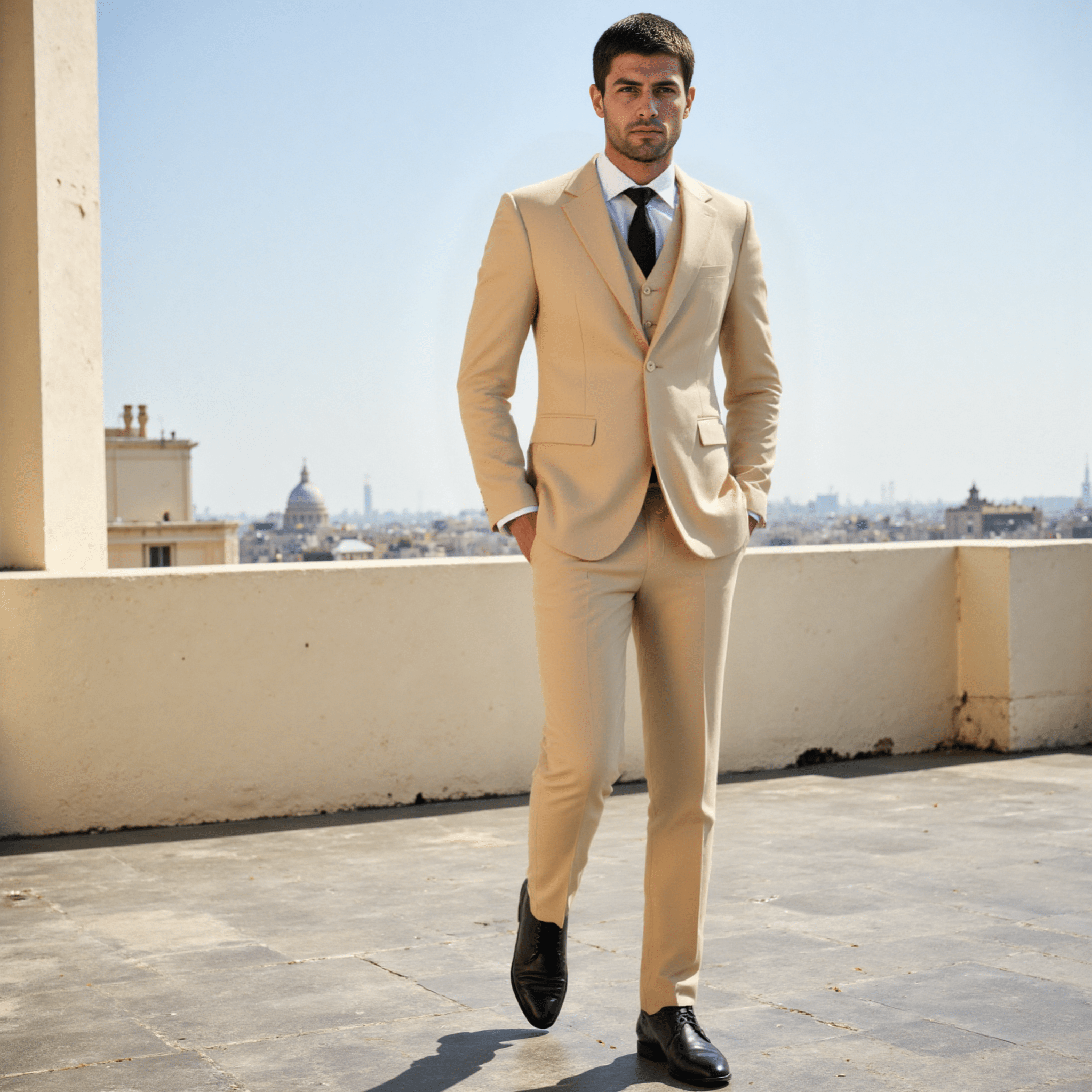 ceehuteey Mens Suit 3-Pieces Notch Lapel Fashion Formal Solid Blazer Suit (Blazer+vest+Pants)