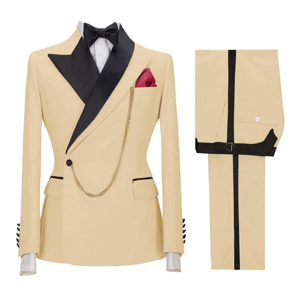 ceehuteey Stylish Mens Suit 2 Pieces Peak Lapel Blazer For Wedding Graduation(Blazer+Vest+Pants)