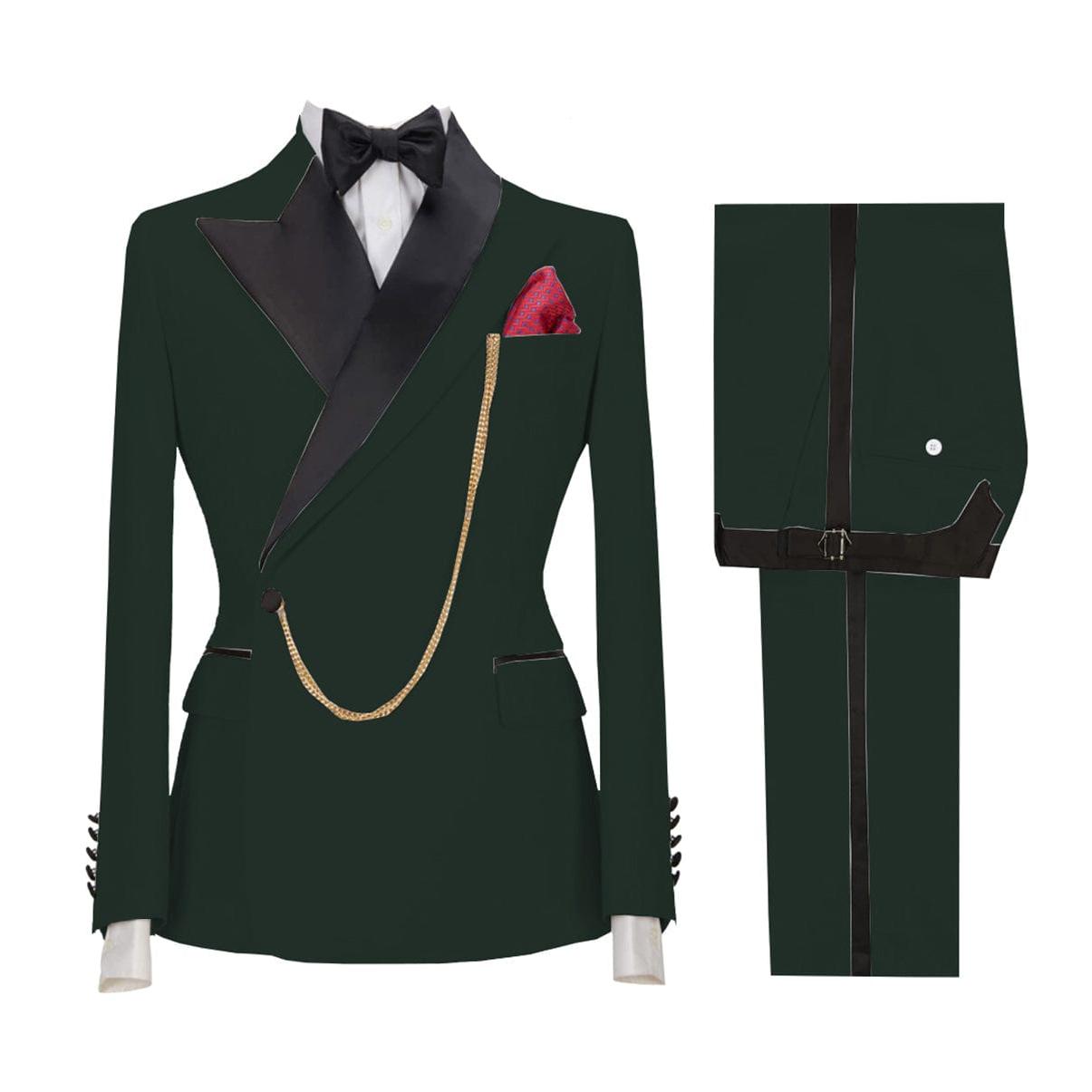 ceehuteey Stylish Mens Suit 2 Pieces Peak Lapel Blazer For Wedding Graduation(Blazer+Vest+Pants)