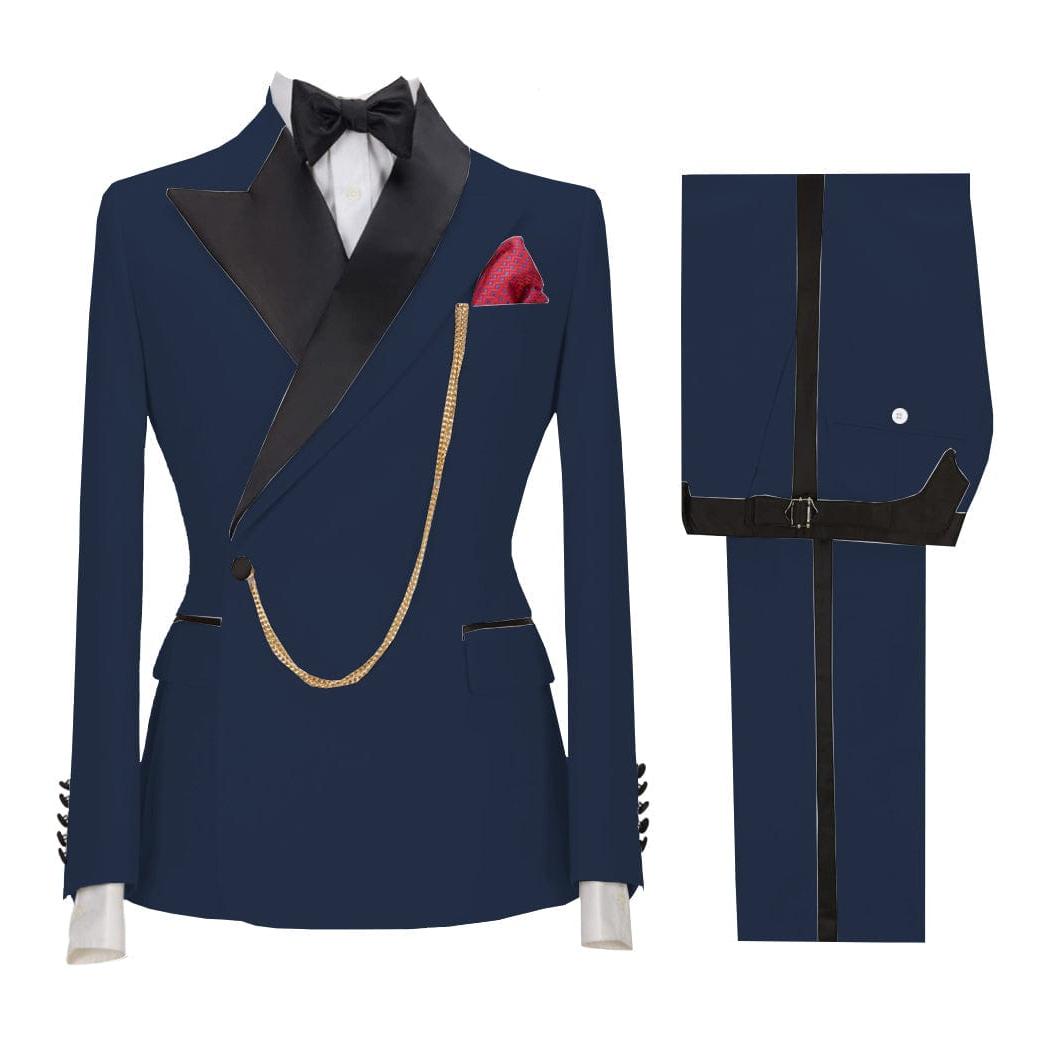 ceehuteey Stylish Mens Suit 2 Pieces Peak Lapel Blazer For Wedding Graduation(Blazer+Vest+Pants)