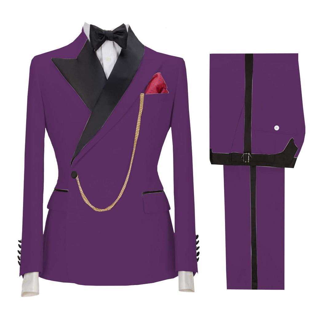 ceehuteey Stylish Mens Suit 2 Pieces Peak Lapel Blazer For Wedding Graduation(Blazer+Vest+Pants)