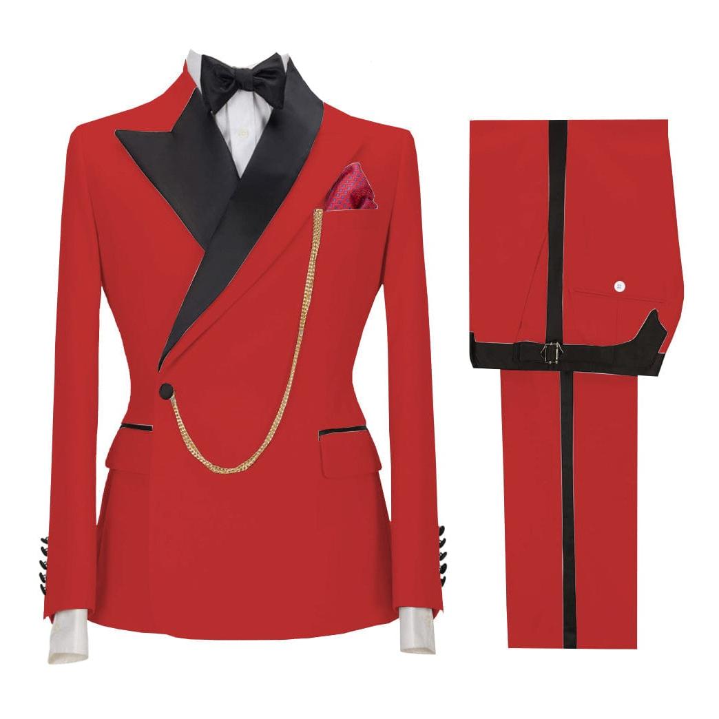 ceehuteey Stylish Mens Suit 2 Pieces Peak Lapel Blazer For Wedding Graduation(Blazer+Vest+Pants)