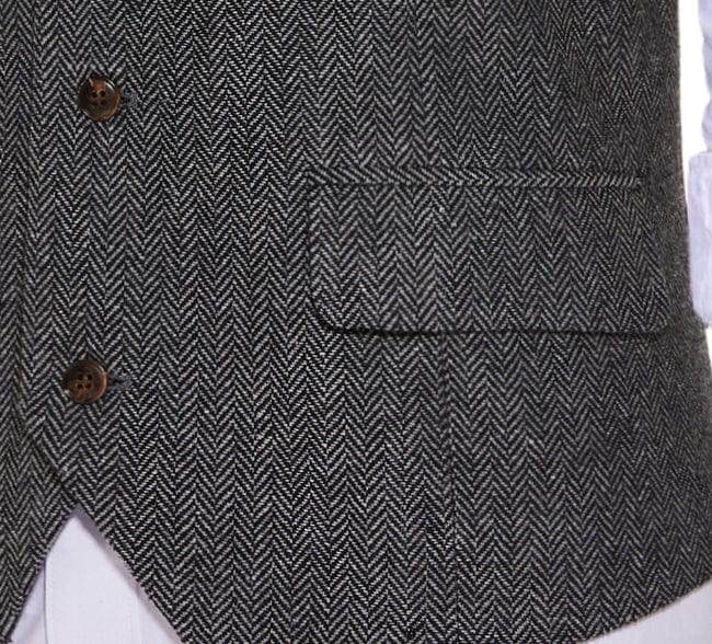 ceehuteey Vintage Men's Slim Fit Herringbone V Neck Waistcoat