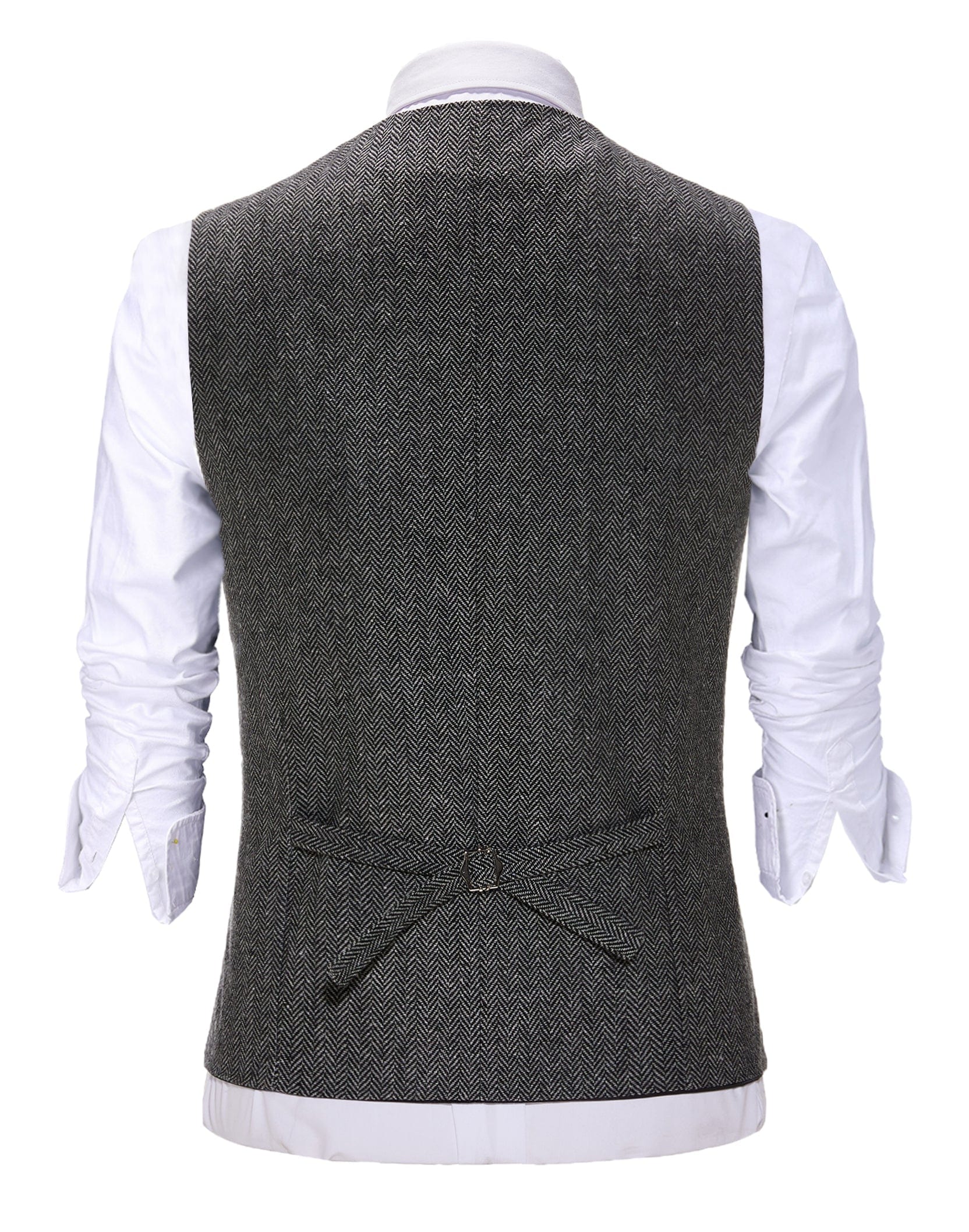ceehuteey Vintage Men's Slim Fit Herringbone V Neck Waistcoat