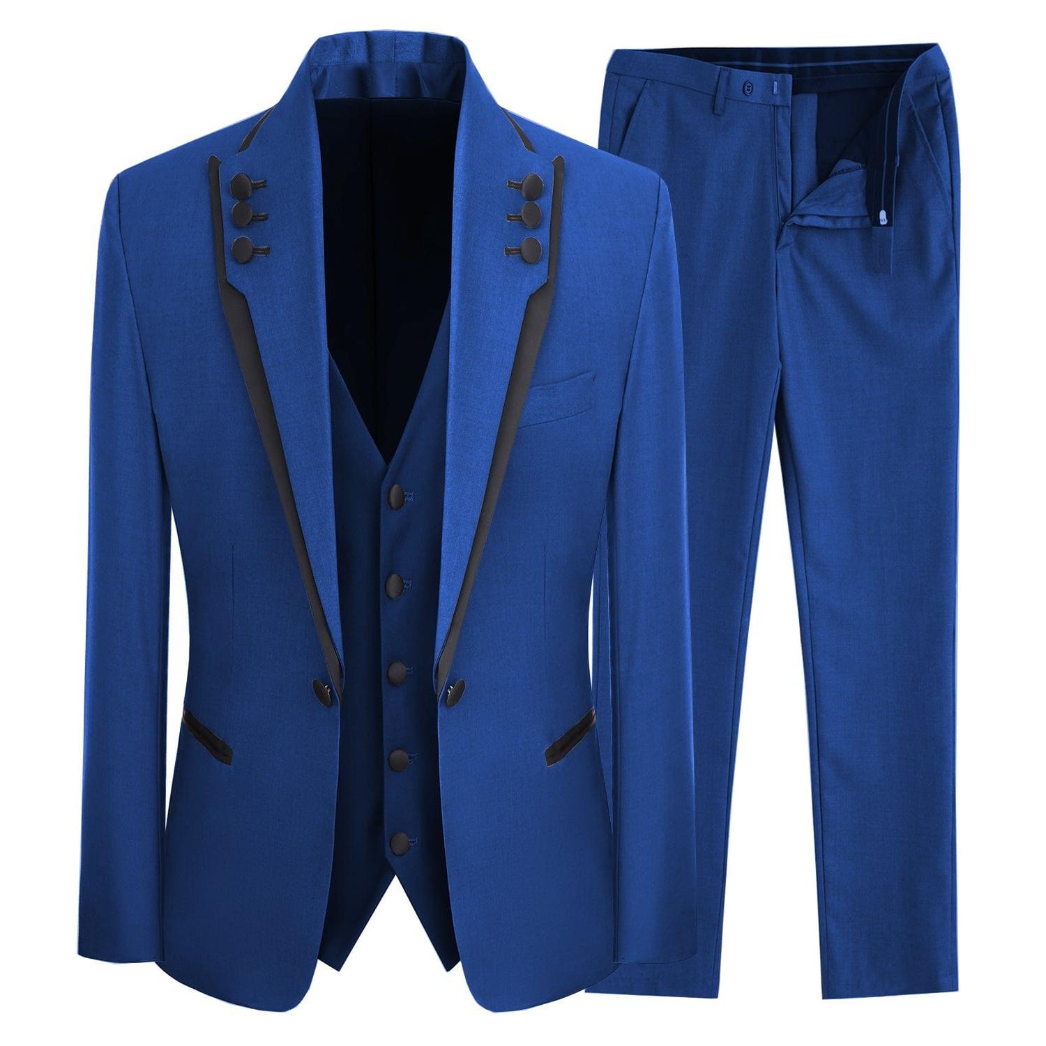 ceehuteey Western Mens 3 Piece Suit Blazer Vest Pant for for wedding party
