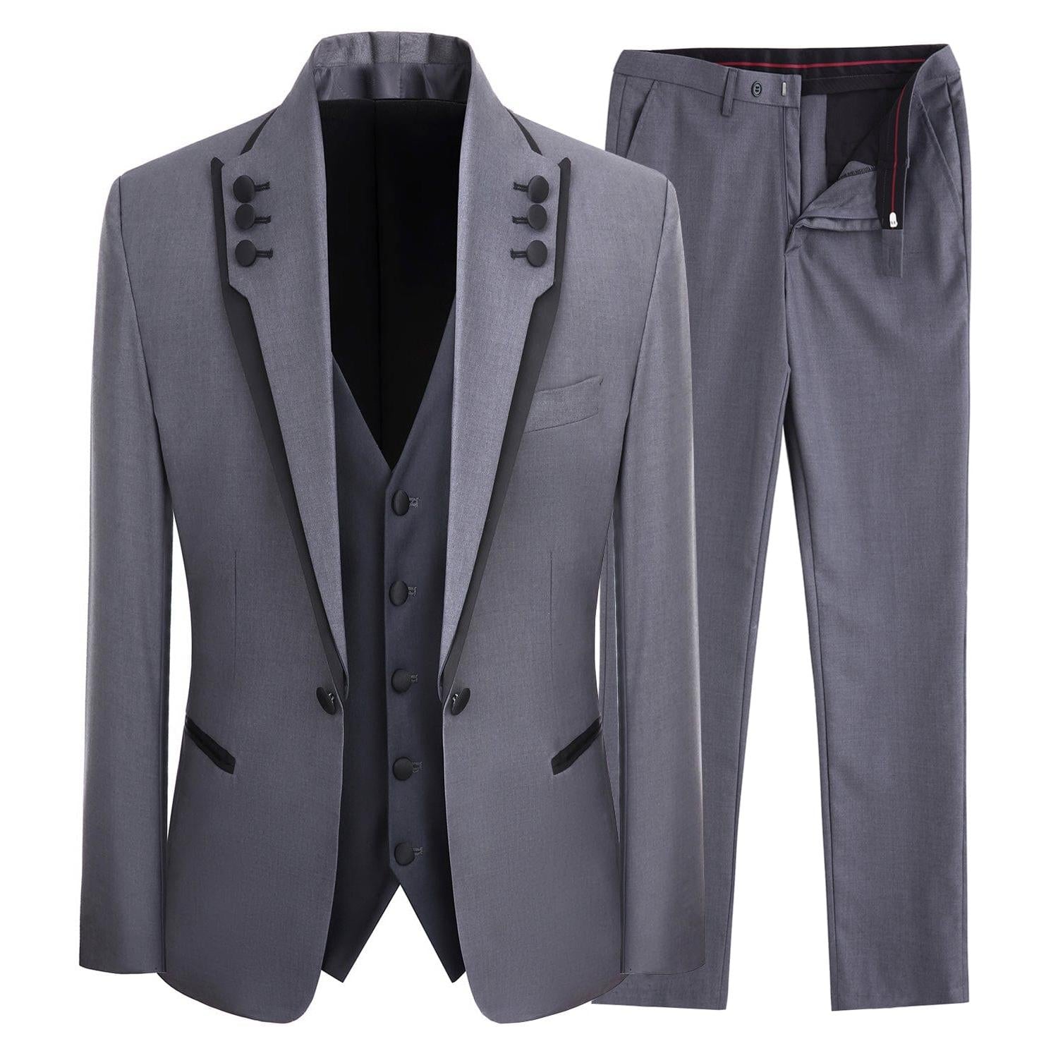 ceehuteey Western Mens 3 Piece Suit Blazer Vest Pant for for wedding party