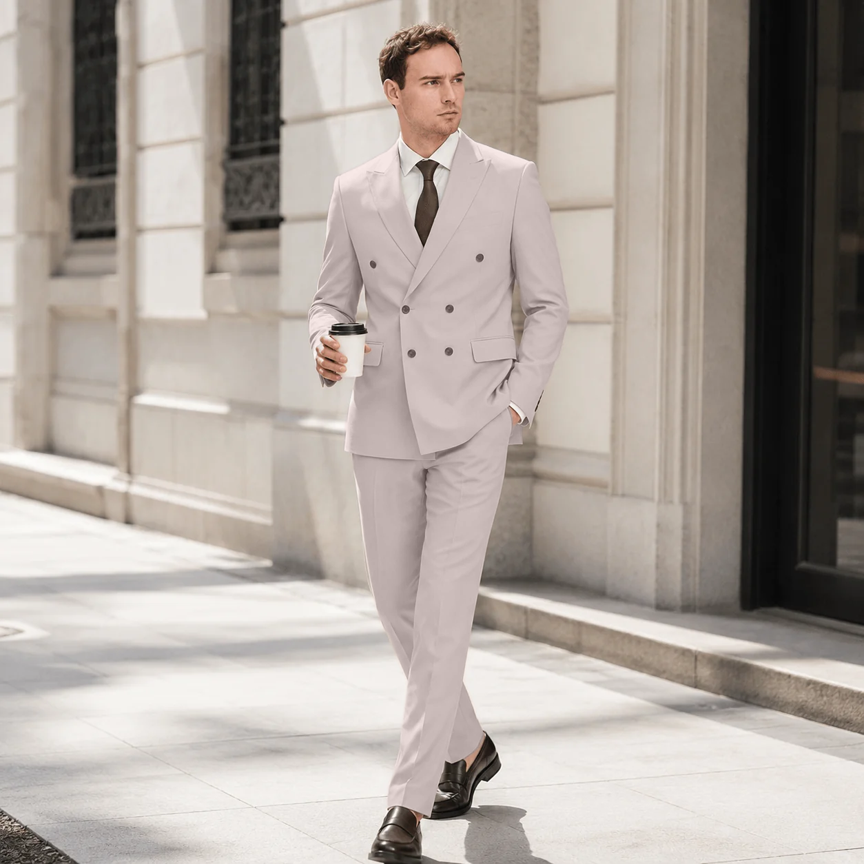 Ceehuteey Handsome Men's Suit Double Breasted 2 Piece Suits (Blazer+Pants)