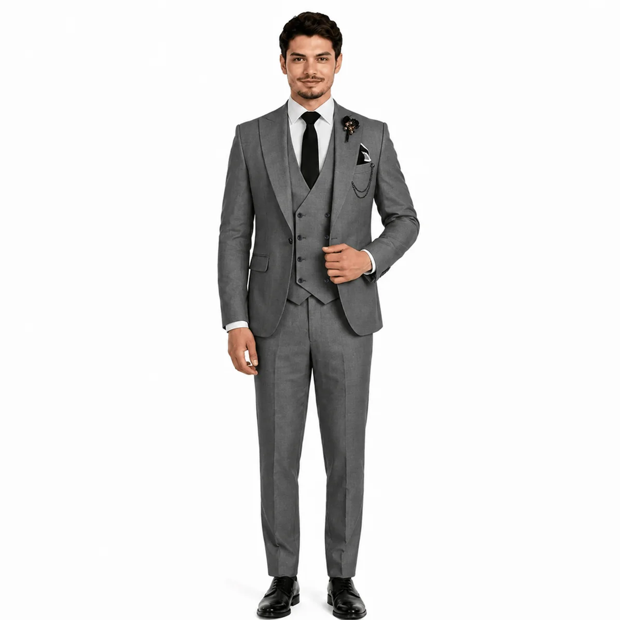 Ceehuteey 3 Piece Mens Suit Prom Peak Lapel Suit (Blazer + Vest + Pants)