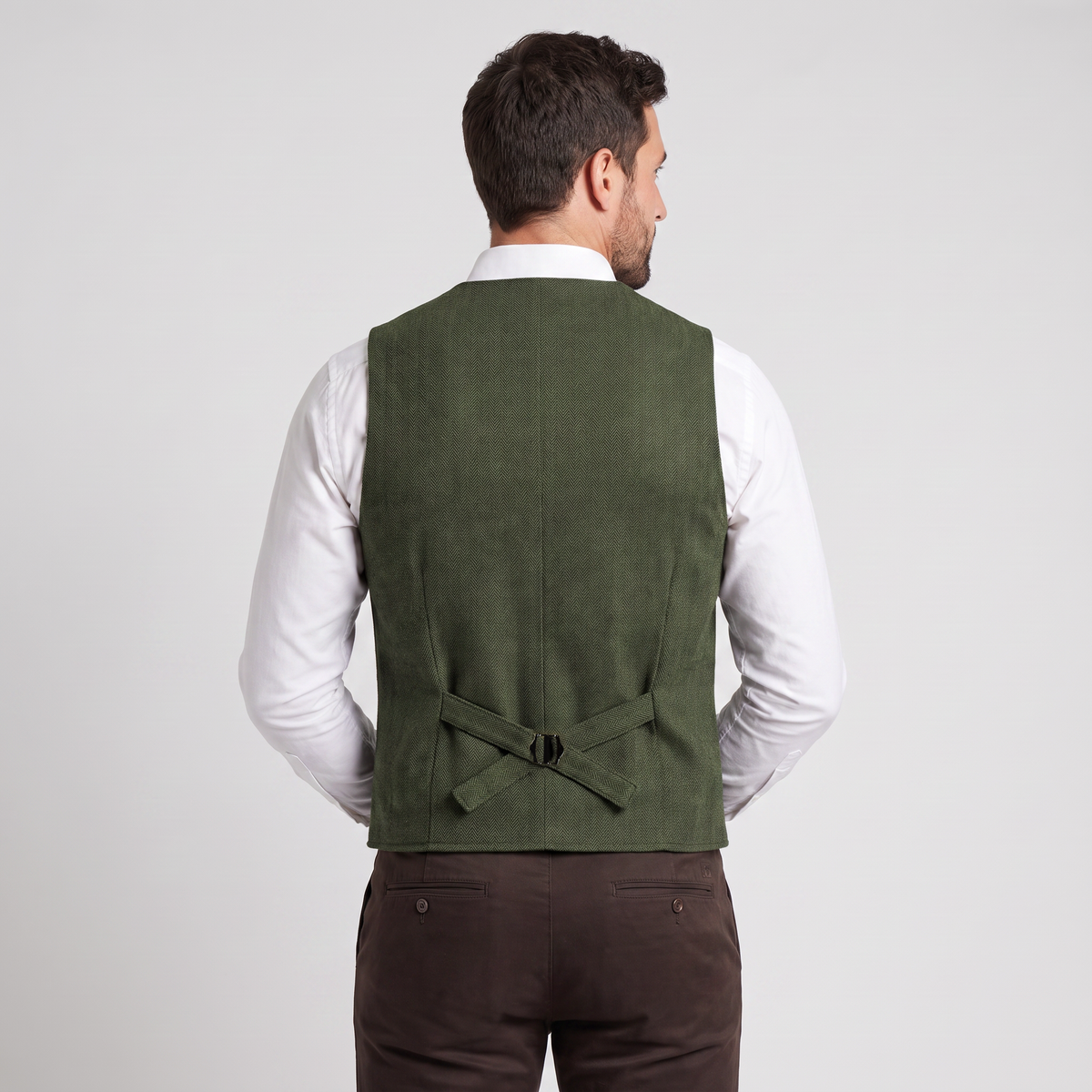 Ceehuteey Men‘s Causual V Neck Tweed Herringbone Waistcoat