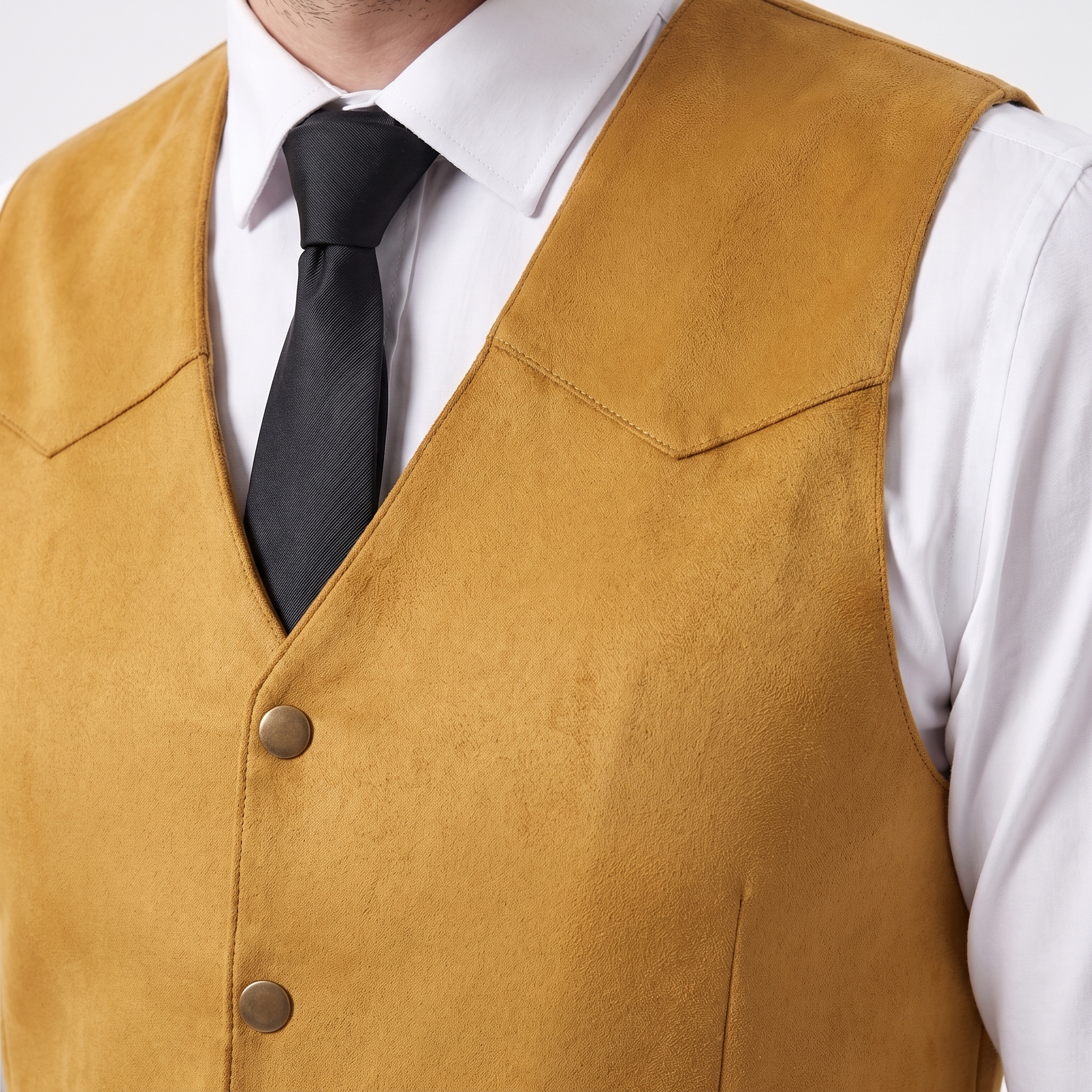 Ceehuteey Men's Suede Cowboy Suit Vest V Neck Waistcoat