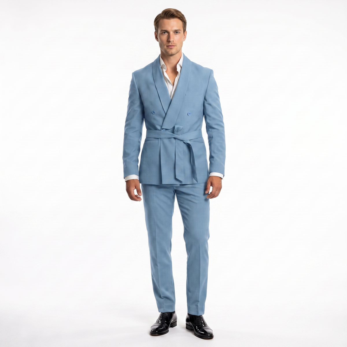 Ceehuteey 2 Pieces Men's Double Breasts Shawl Lapel Men's Suit (Blazer+Pants)