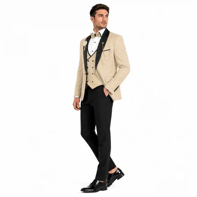 Ceehuteey 3 Piece Mens Suit Shawl Lapel Prom For Suits (Blazer + Vest + Pants)
