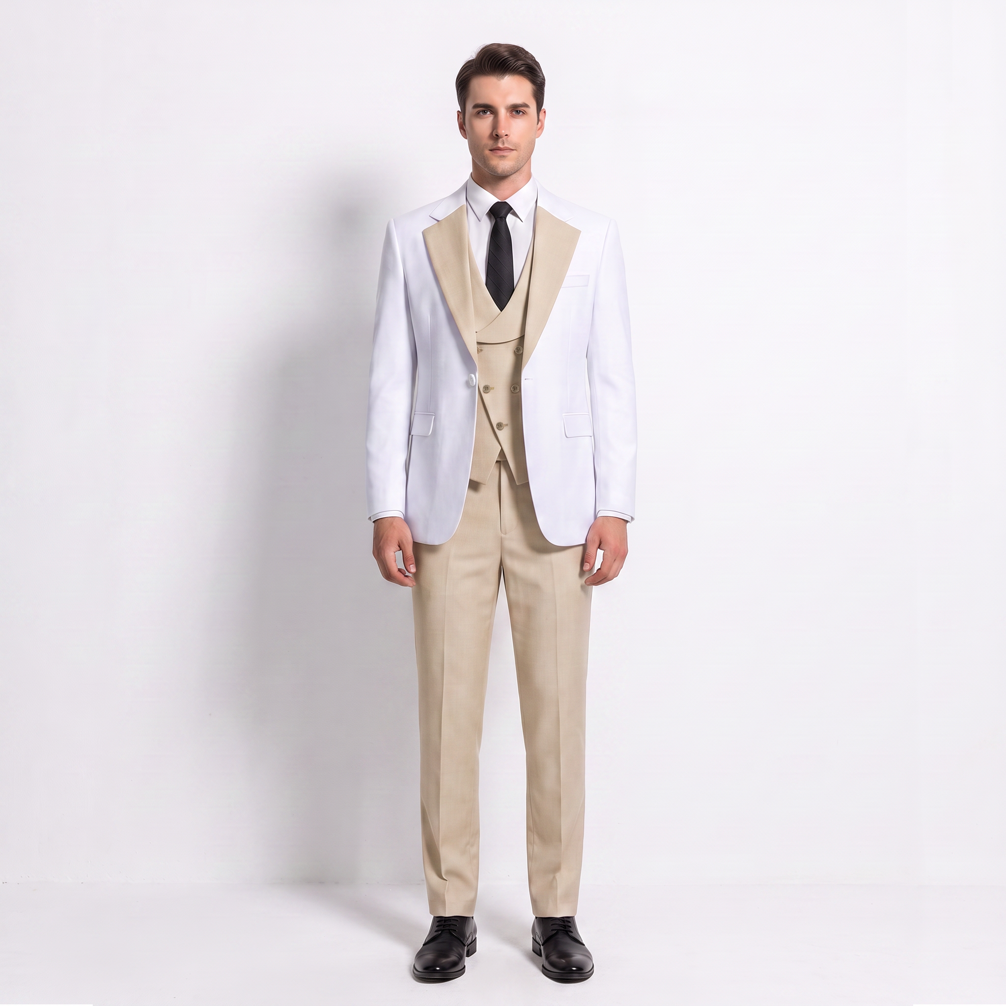 Ceehuteey Men's Suits Slim Fit 3 Pieces Notch Lapel Tuxedos (Blazer+Vest+ Pant)