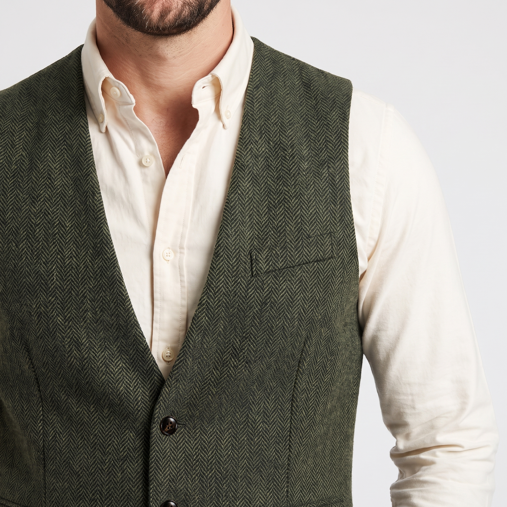 Ceehuteey Classic Men's V Neck Herringbone Waistcoat