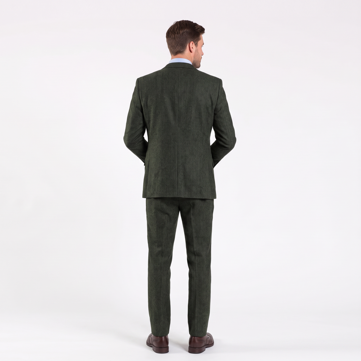 Ceehuteey Men's 3 Pieces Herringbone Tweed Notch Lapel Gent Suit (Blazer+Vest+Pants)