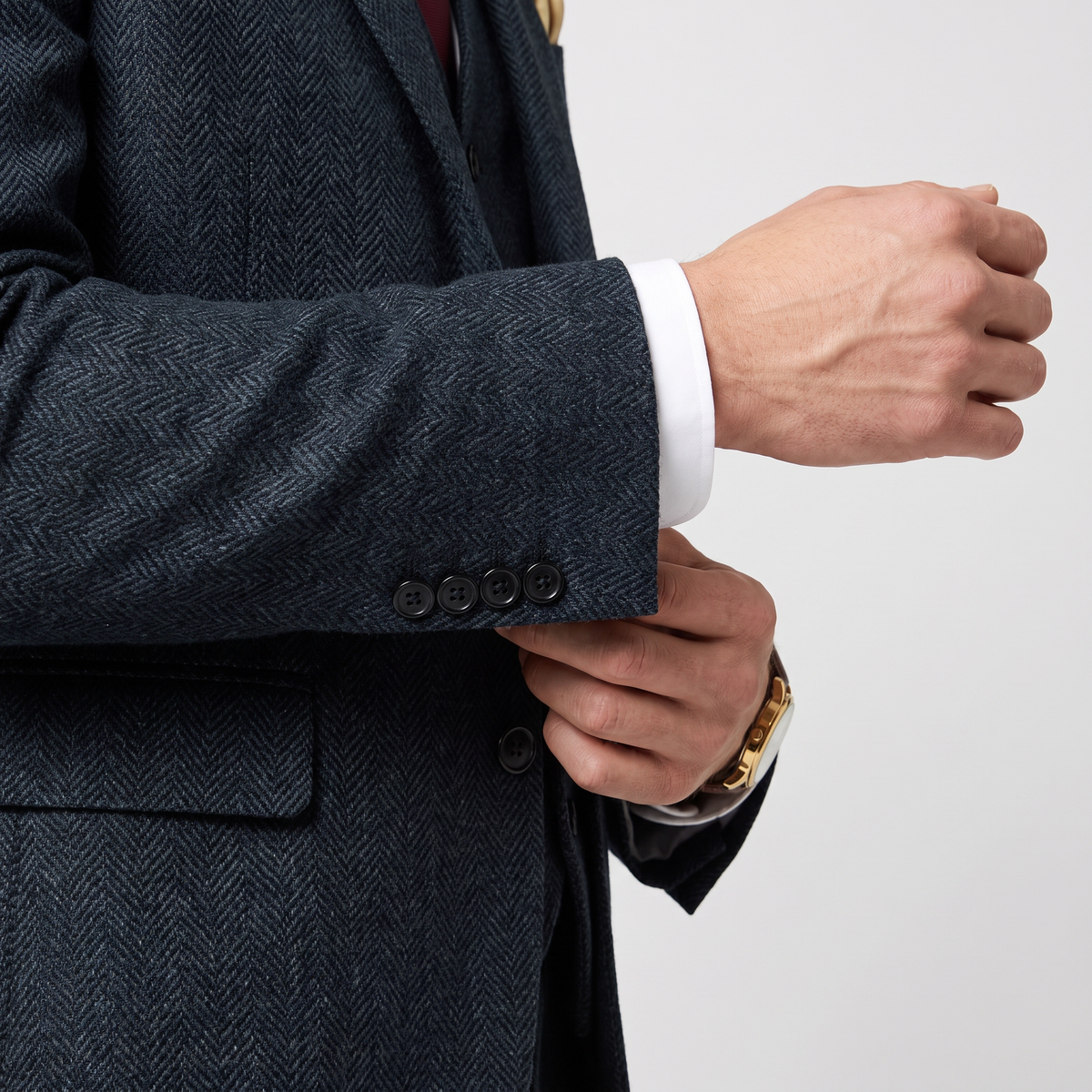 Ceehuteey 3 Pieces Men's Herringbone Peak Lapel For Wedding (Blazer+Vest+Pants)