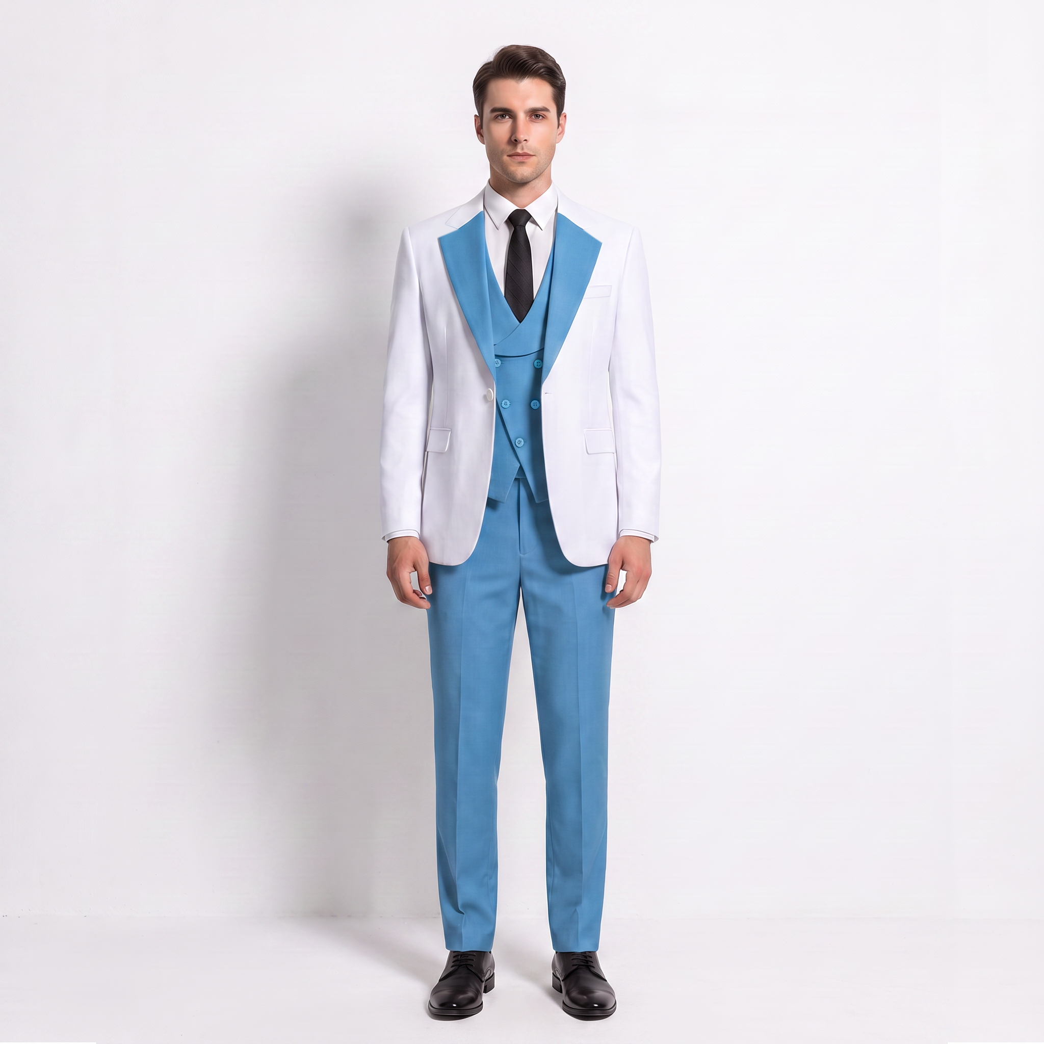 Ceehuteey Men's Suits Slim Fit 3 Pieces Notch Lapel Tuxedos (Blazer+Vest+ Pant)