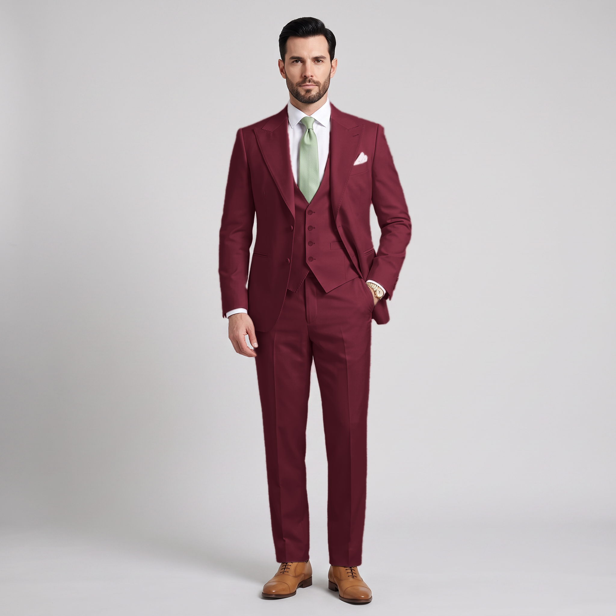 Ceehuteey Men's 3 Pieces Solid Peak Lapel Suits For Wedding (Blazer+Vest+Pants)