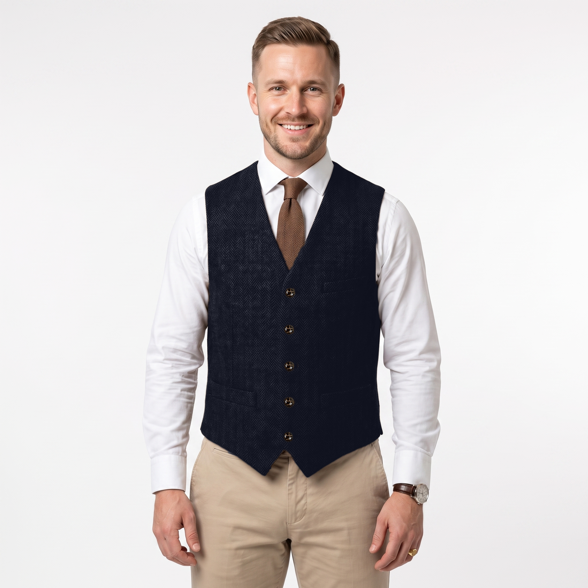 Ceehuteey Men's Suit Vest Herringbone V Neck Waistcoat