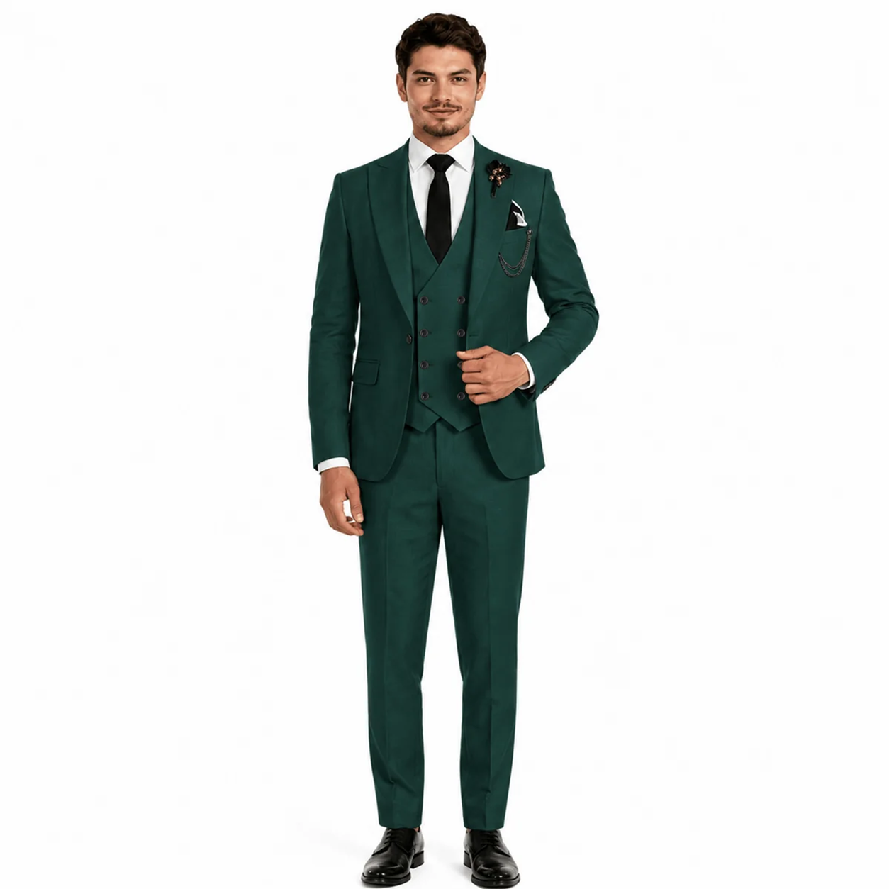 Ceehuteey 3 Piece Mens Suit Prom Peak Lapel Suit (Blazer + Vest + Pants)