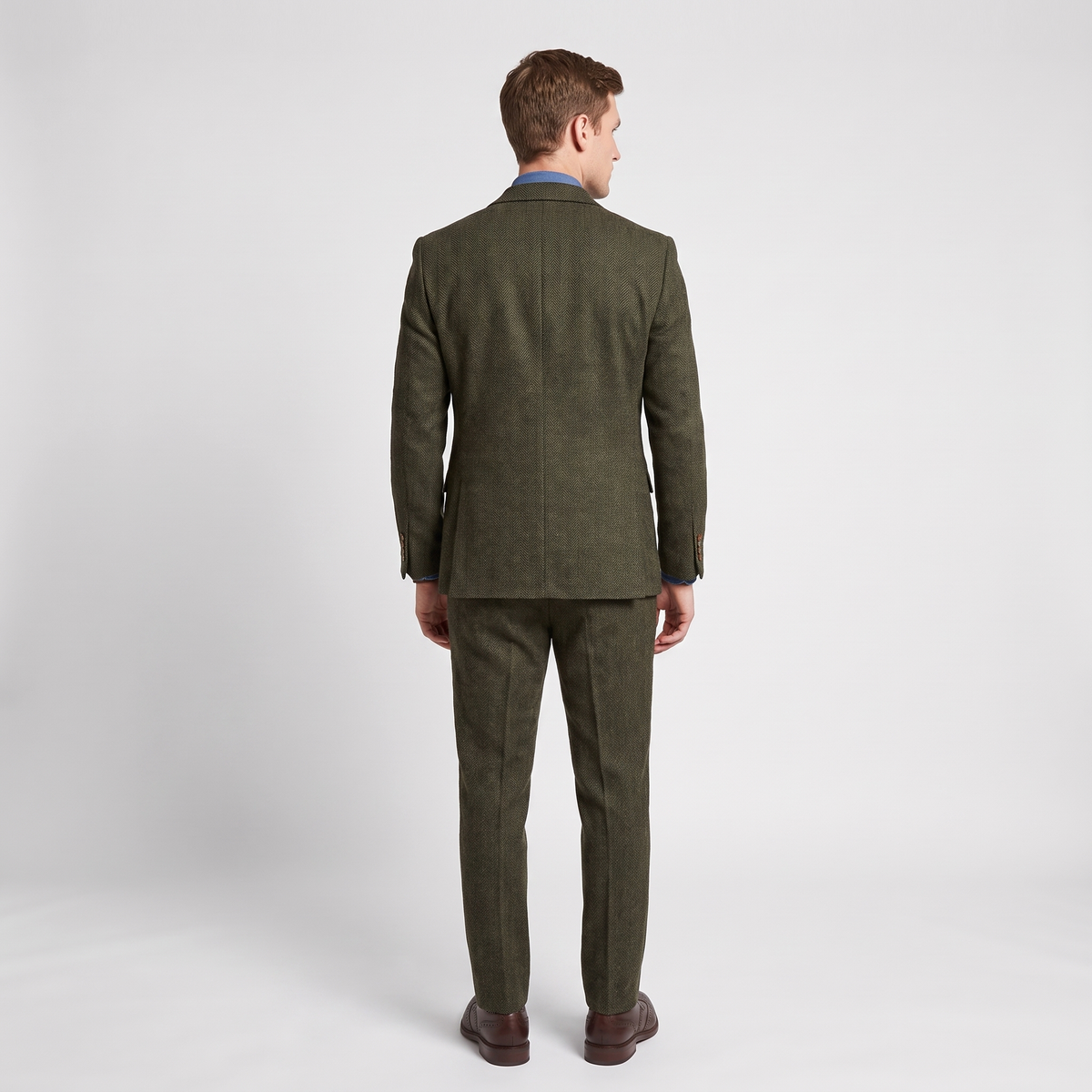 Ceehuteey Men's 3 Pieces Tweed Herringbone Notch Lapel Men's Suit (Blazer+Vest+Pants)