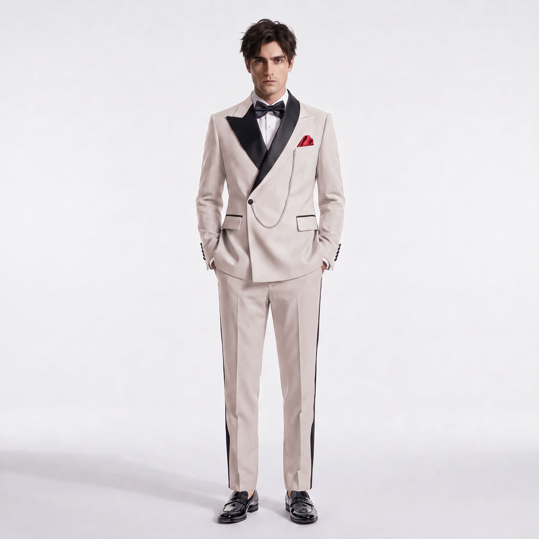 Ceehuteey Stylish Men's Suit 2 Pieces Peak Lapel Suits For Wedding (Blazer+Pants)