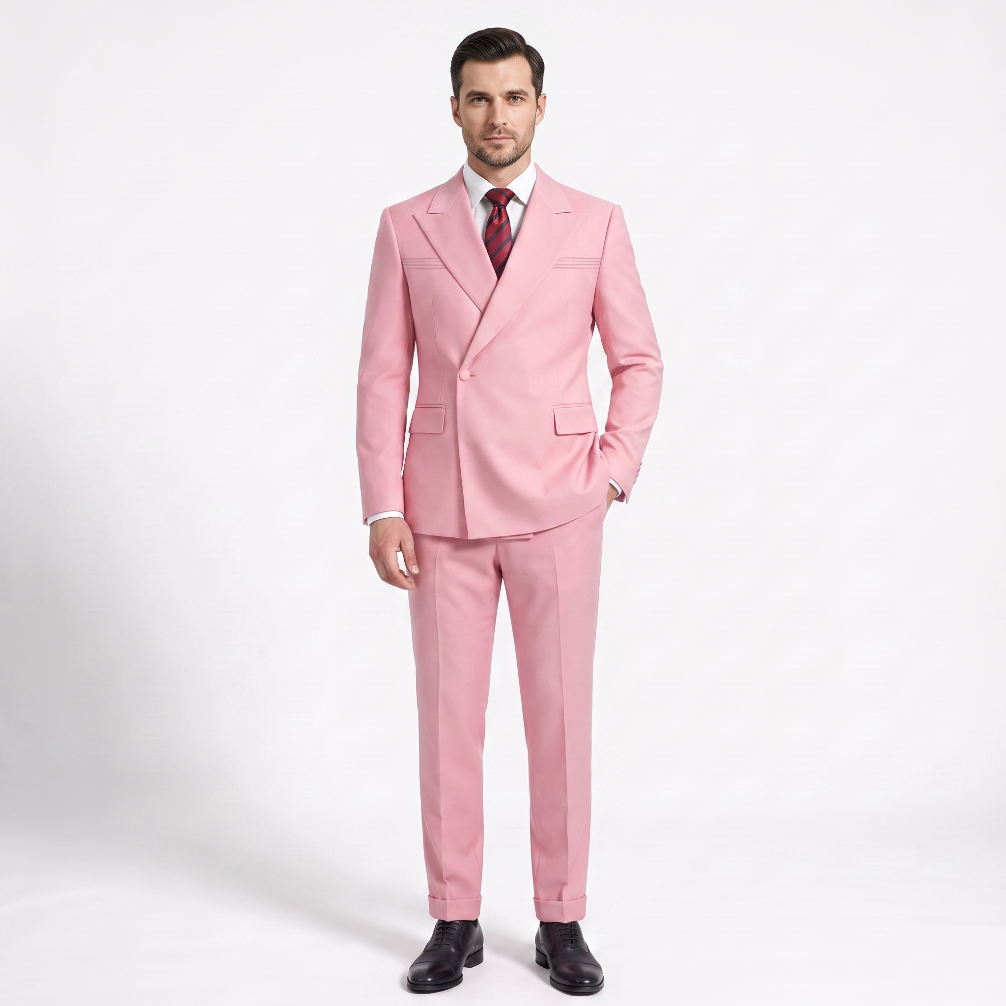 Ceehuteey Fashion 2 Pieces Men‘s Suit Flat Peak Lapel Suit (Blazer+Pants)