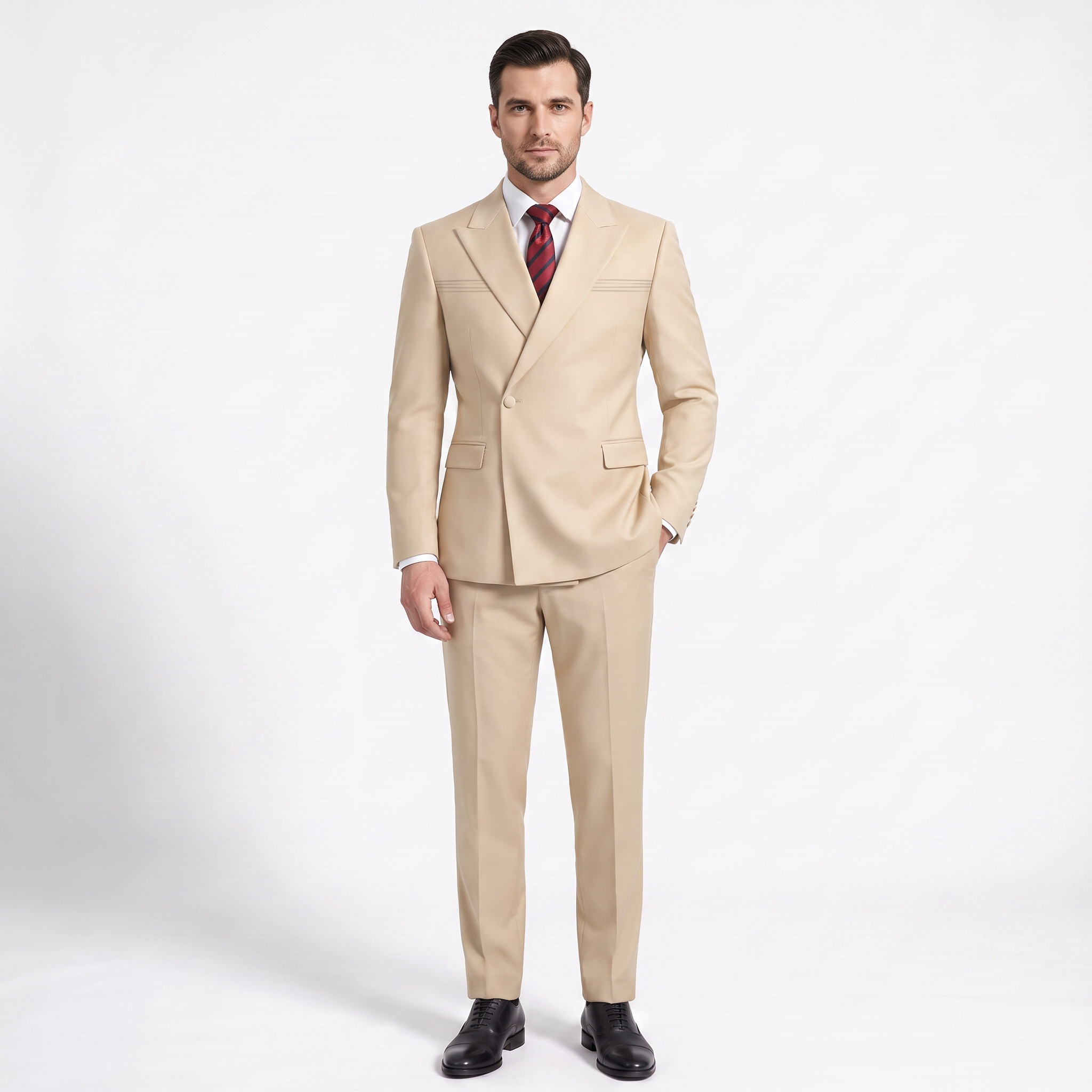 Ceehuteey Fashion 2 Pieces Men‘s Suit Flat Peak Lapel Suit (Blazer+Pants)