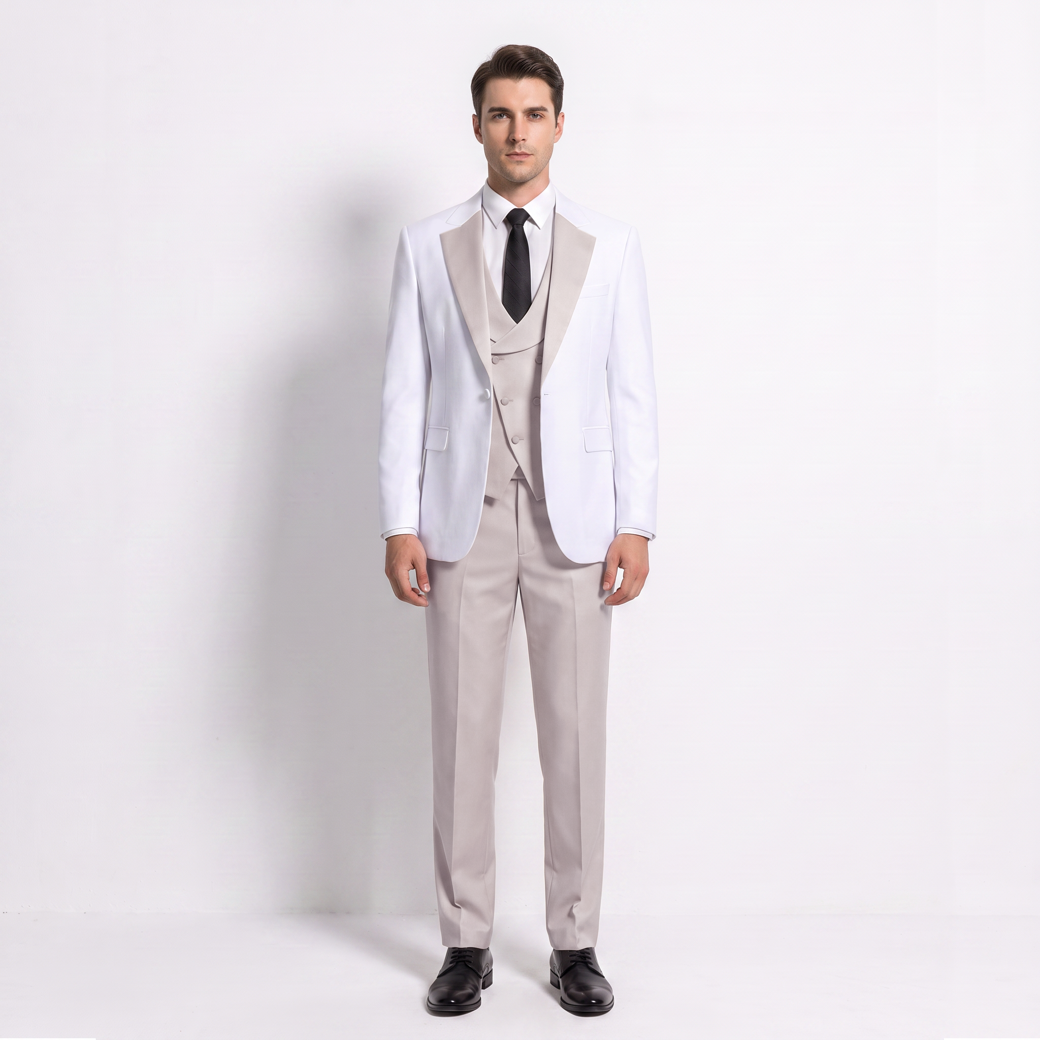 Ceehuteey Men's Suits Slim Fit 3 Pieces Notch Lapel Tuxedos (Blazer+Vest+ Pant)
