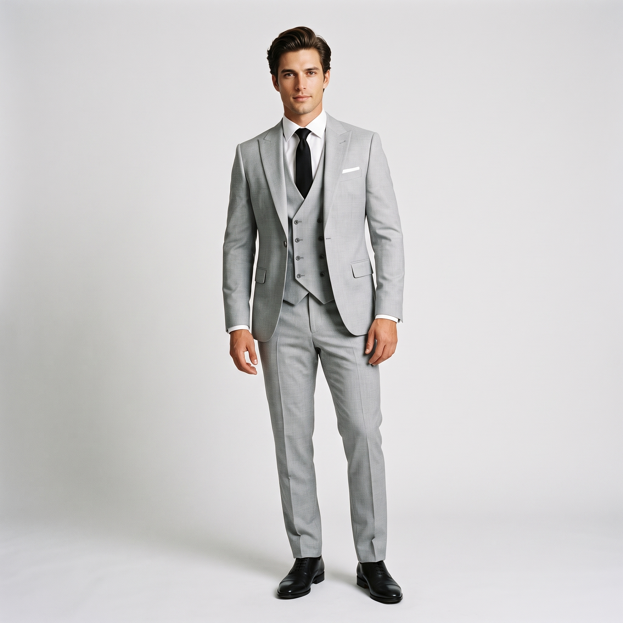 Ceehuteey 3 Pieces Men's Suit Flat Peak Lapel Suits (Blazer+Vest+Pants)