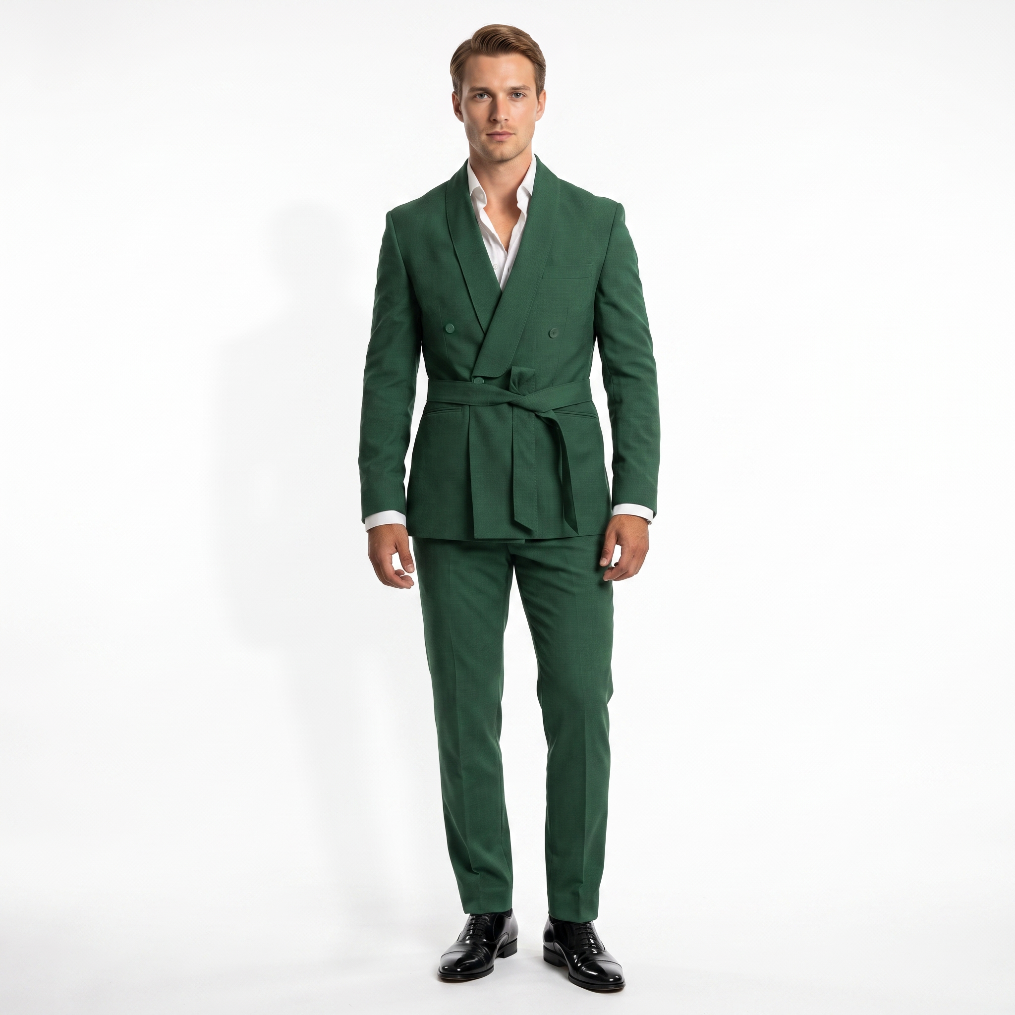 Ceehuteey 2 Pieces Men's Double Breasts Shawl Lapel Men's Suit (Blazer+Pants)