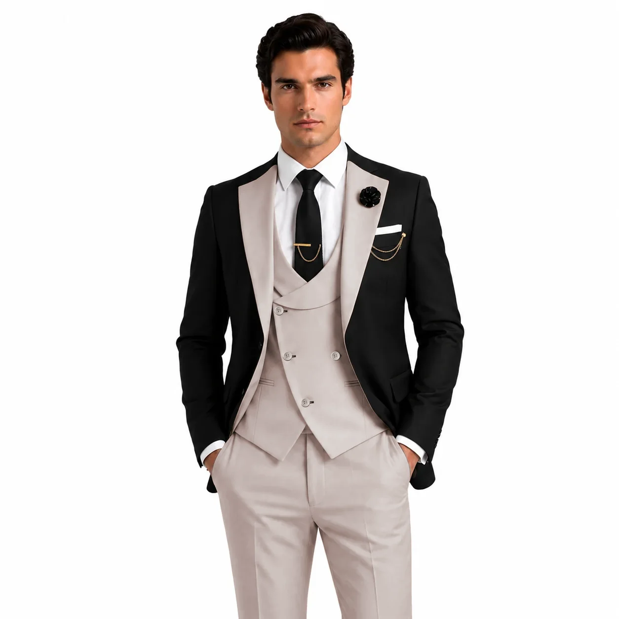 Ceehuteey Men's Suits 3 Pieces Notch Lapel Suits for Wedding (Blazer+Vest+Pant)