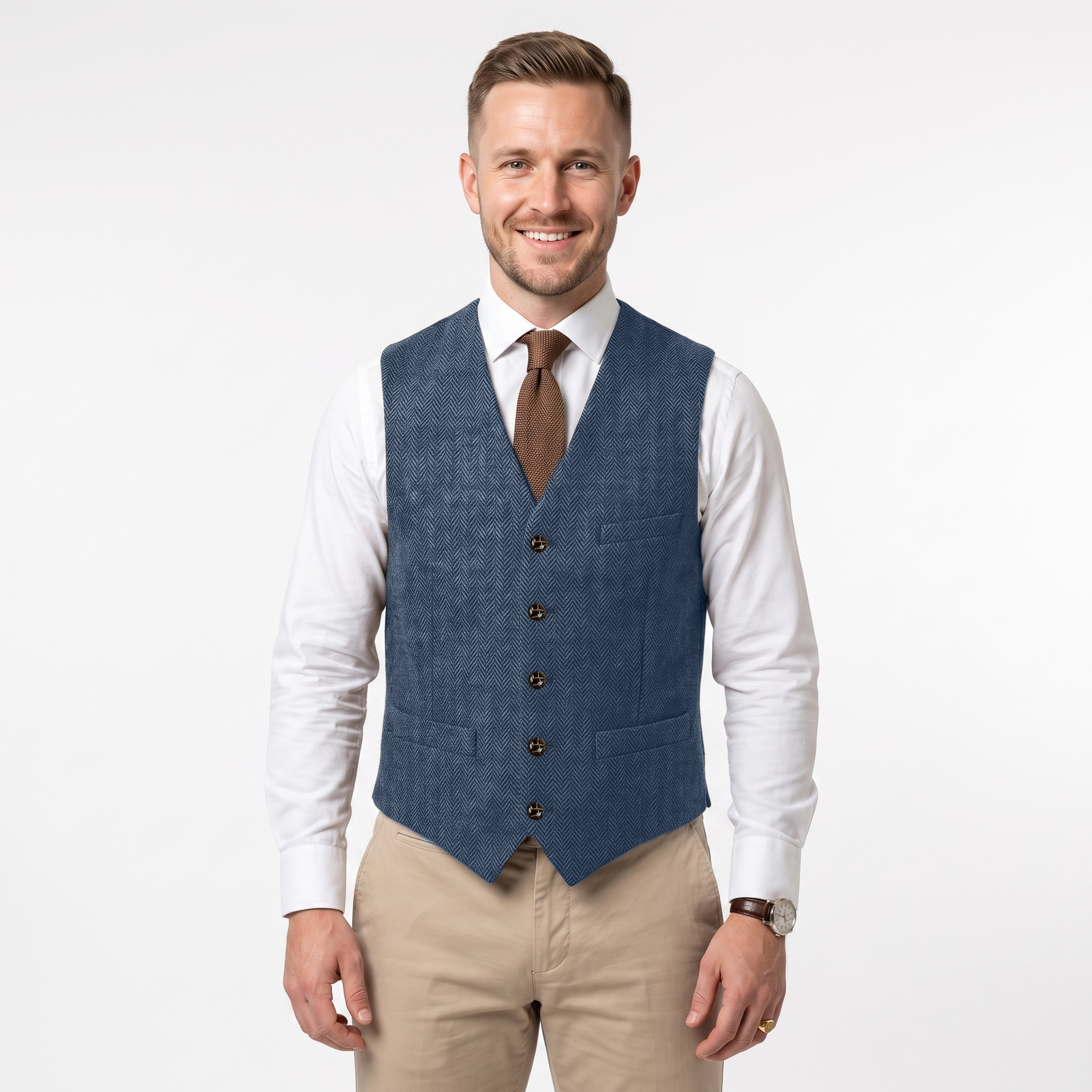 Ceehuteey Men's Suit Vest Herringbone V Neck Waistcoat