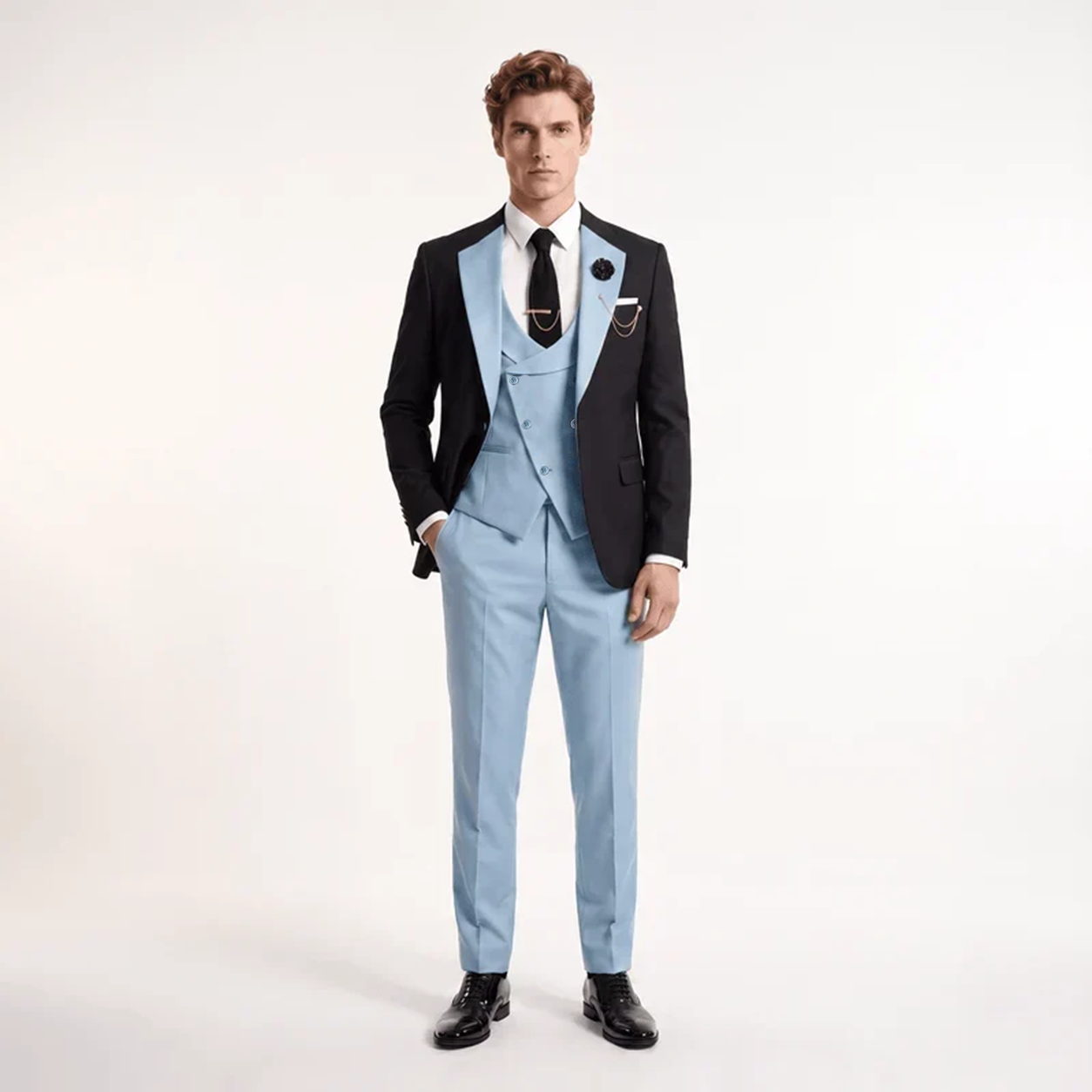 Ceehuteey Men's Suits 3 Pieces Notch Lapel Suits for Wedding (Blazer+Vest+Pant)
