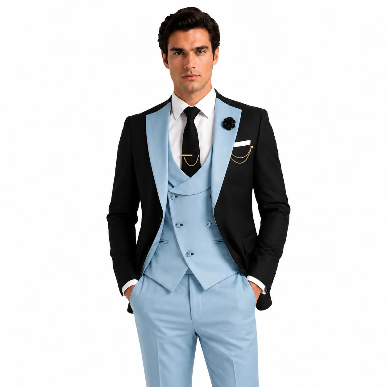 Ceehuteey Men's Suits 3 Pieces Notch Lapel Suits for Wedding (Blazer+Vest+Pant)