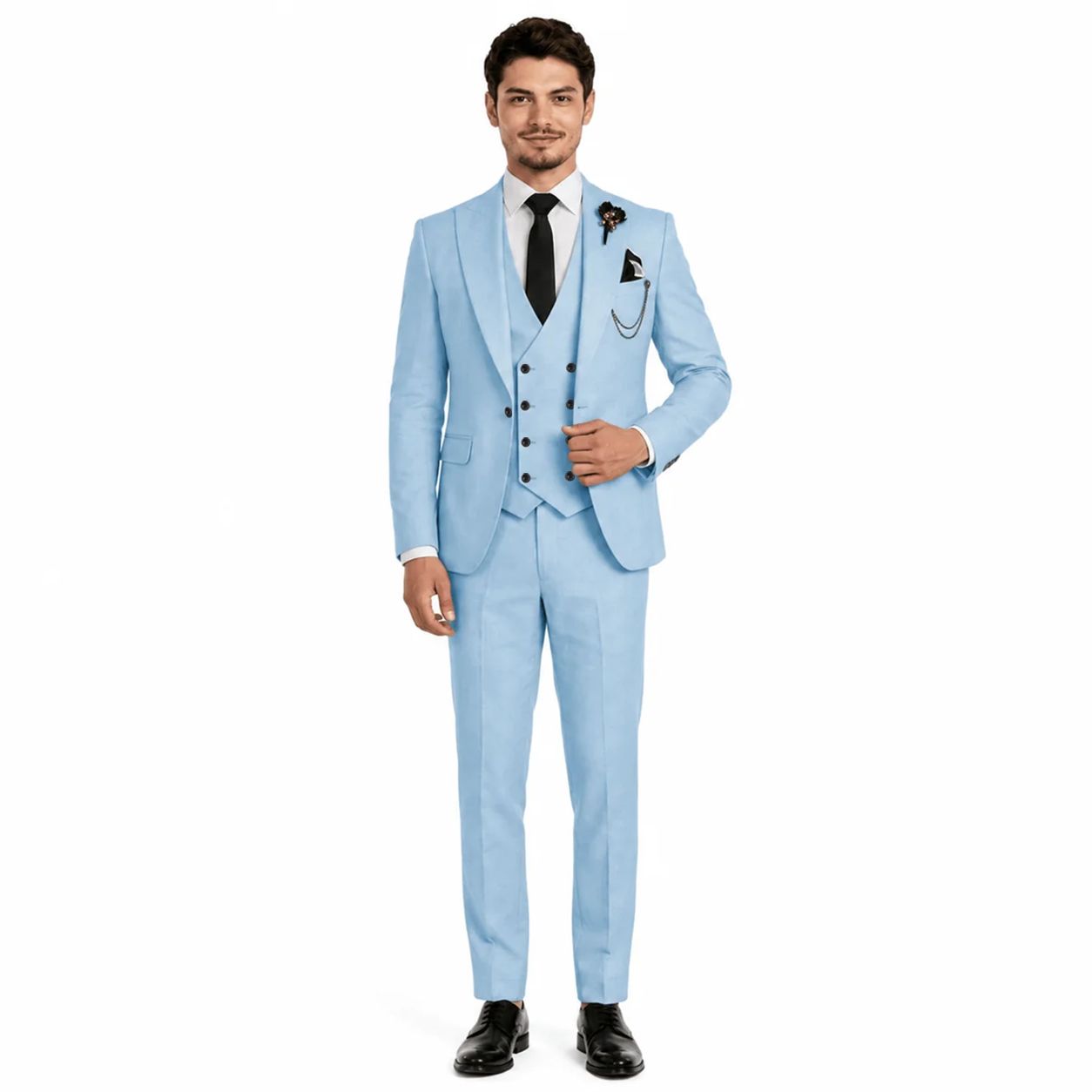 Ceehuteey 3 Piece Mens Suit Prom Peak Lapel Suit (Blazer + Vest + Pants)
