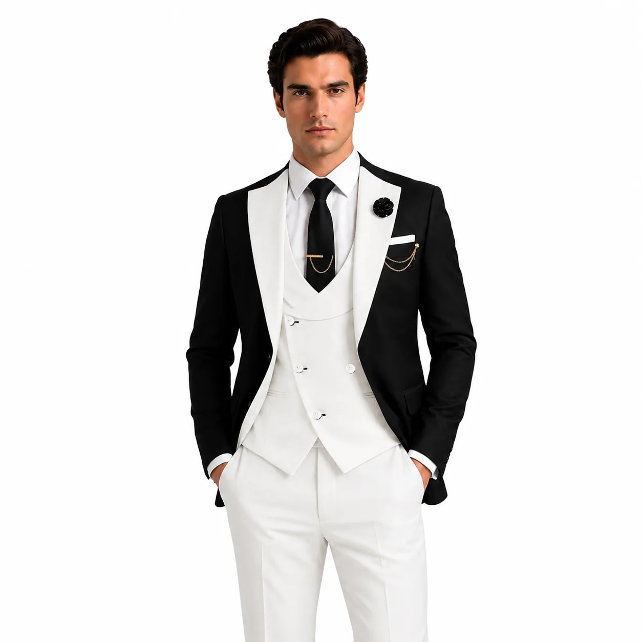Ceehuteey Men's Suits 3 Pieces Notch Lapel Suits for Wedding (Blazer+Vest+Pant)