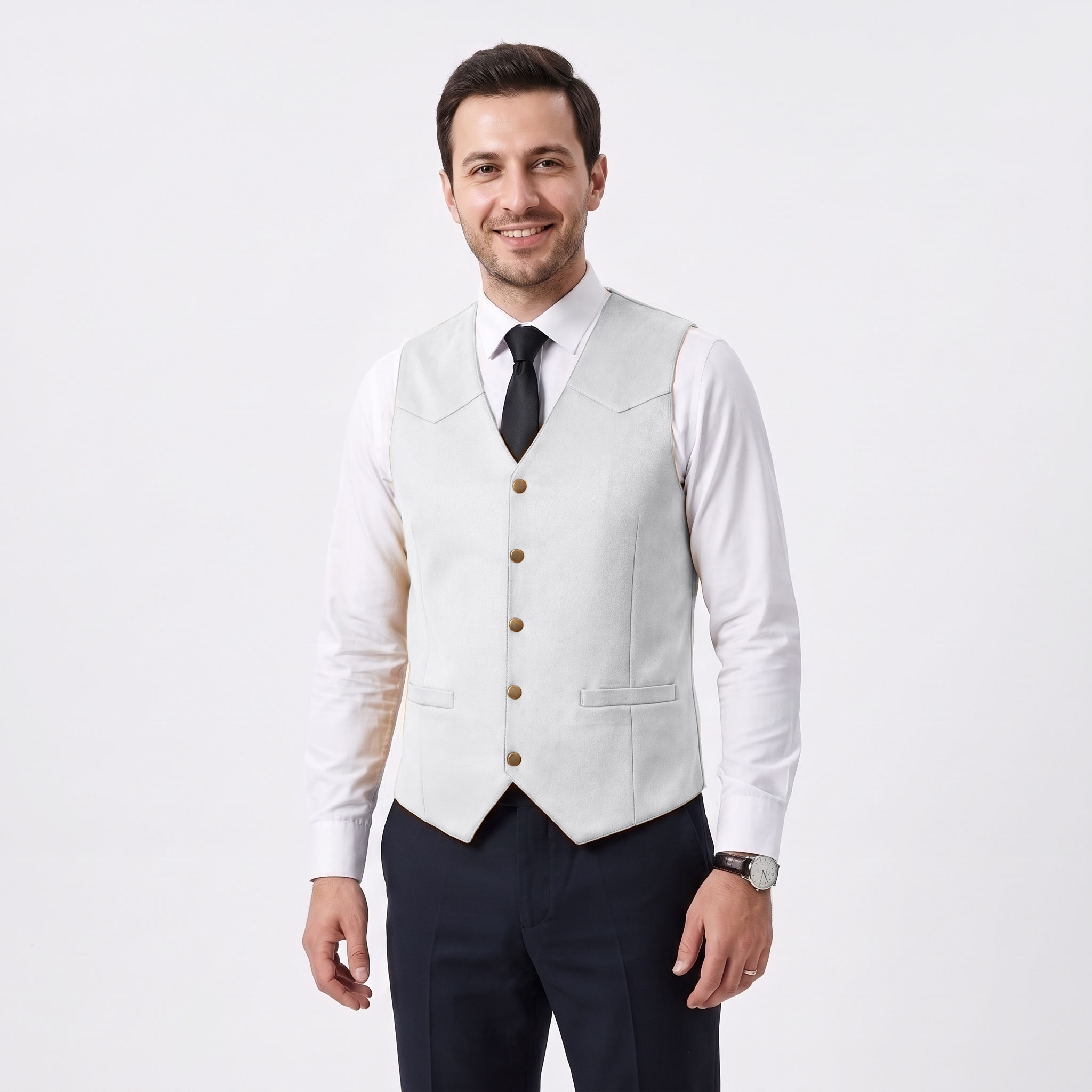 Ceehuteey Men's Suede Cowboy Suit Vest V Neck Waistcoat