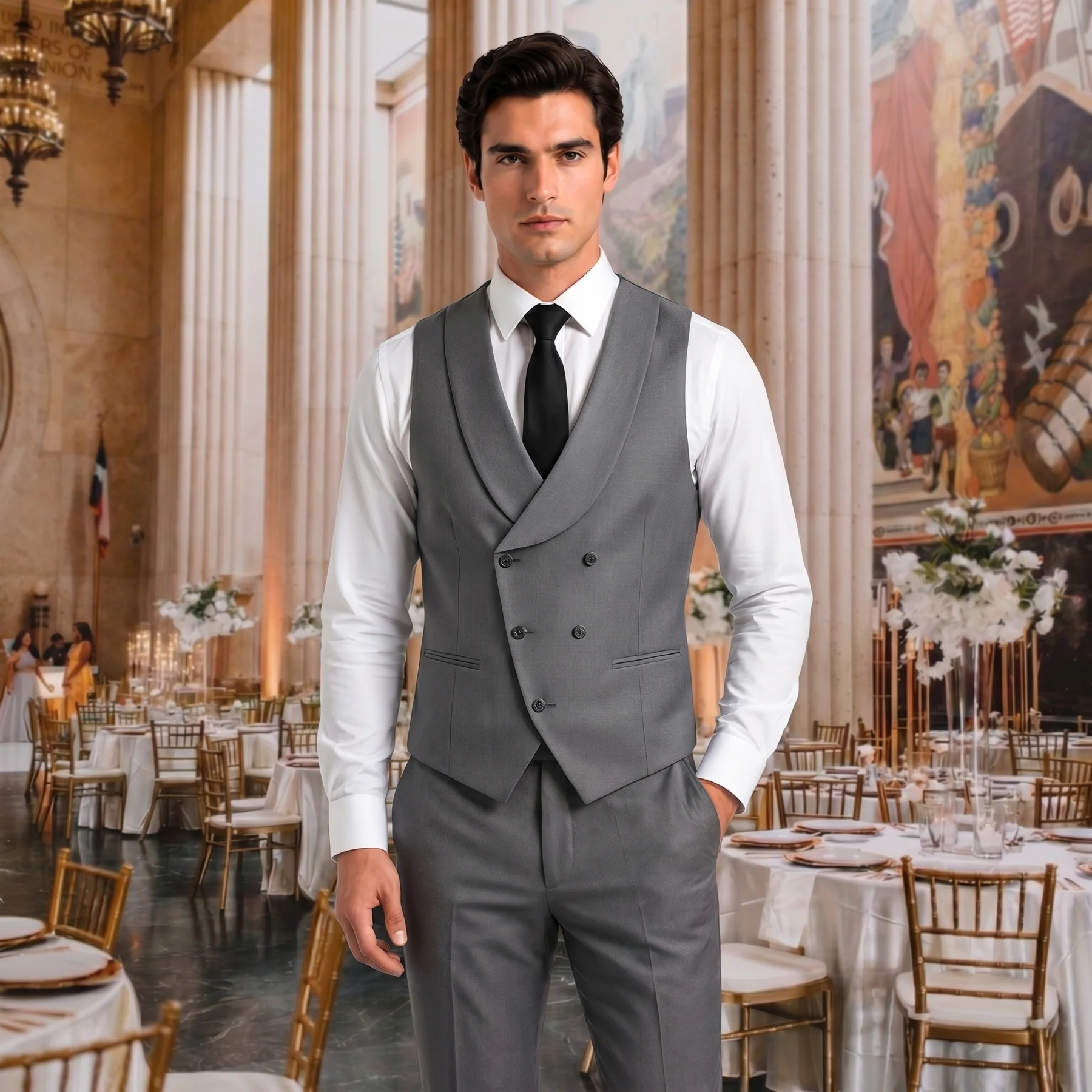 Ceehuteey Men's Suits 3 Pieces Notch Lapel Suits for Wedding (Blazer+Vest+Pant)