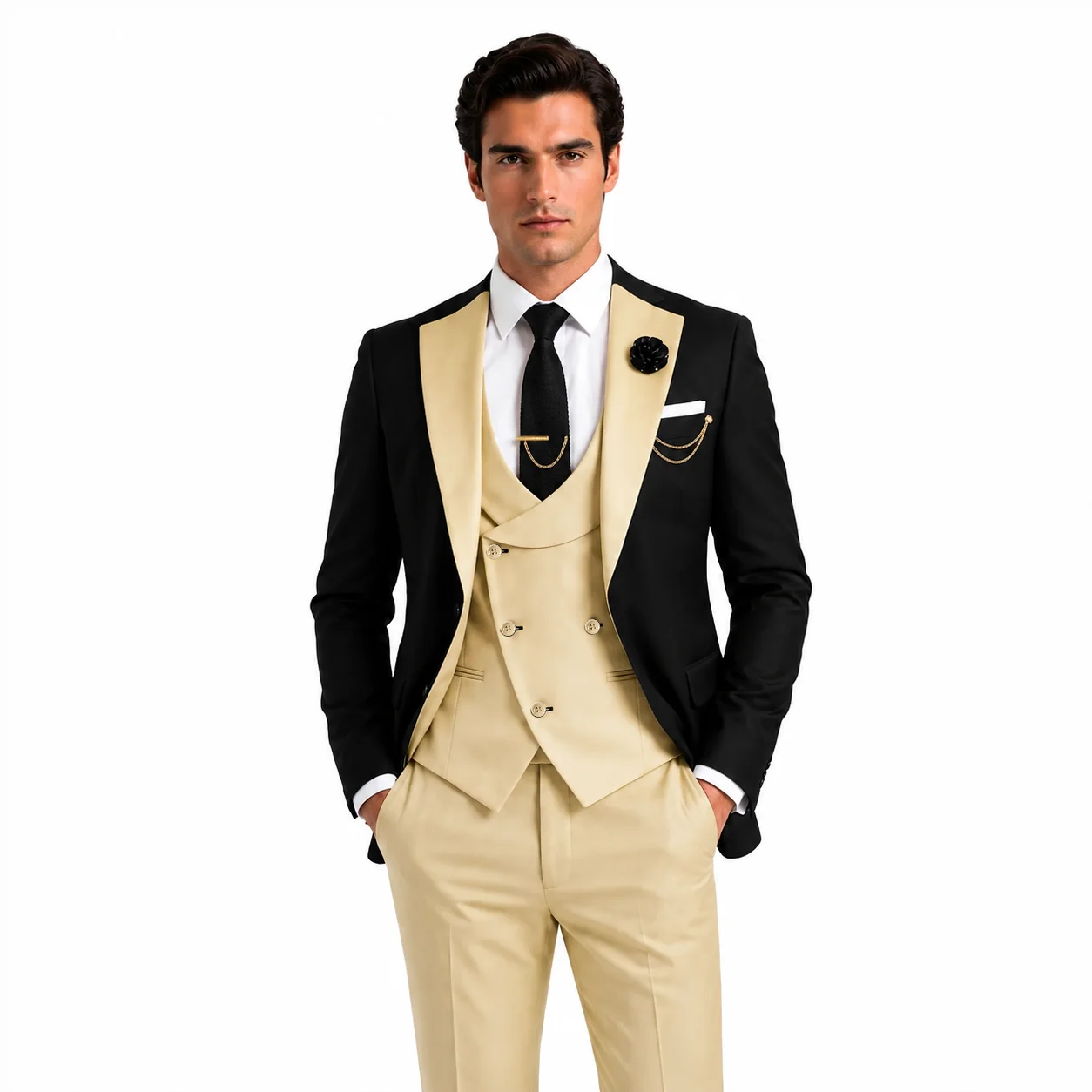 Ceehuteey Men's Suits 3 Pieces Notch Lapel Suits for Wedding (Blazer+Vest+Pant)